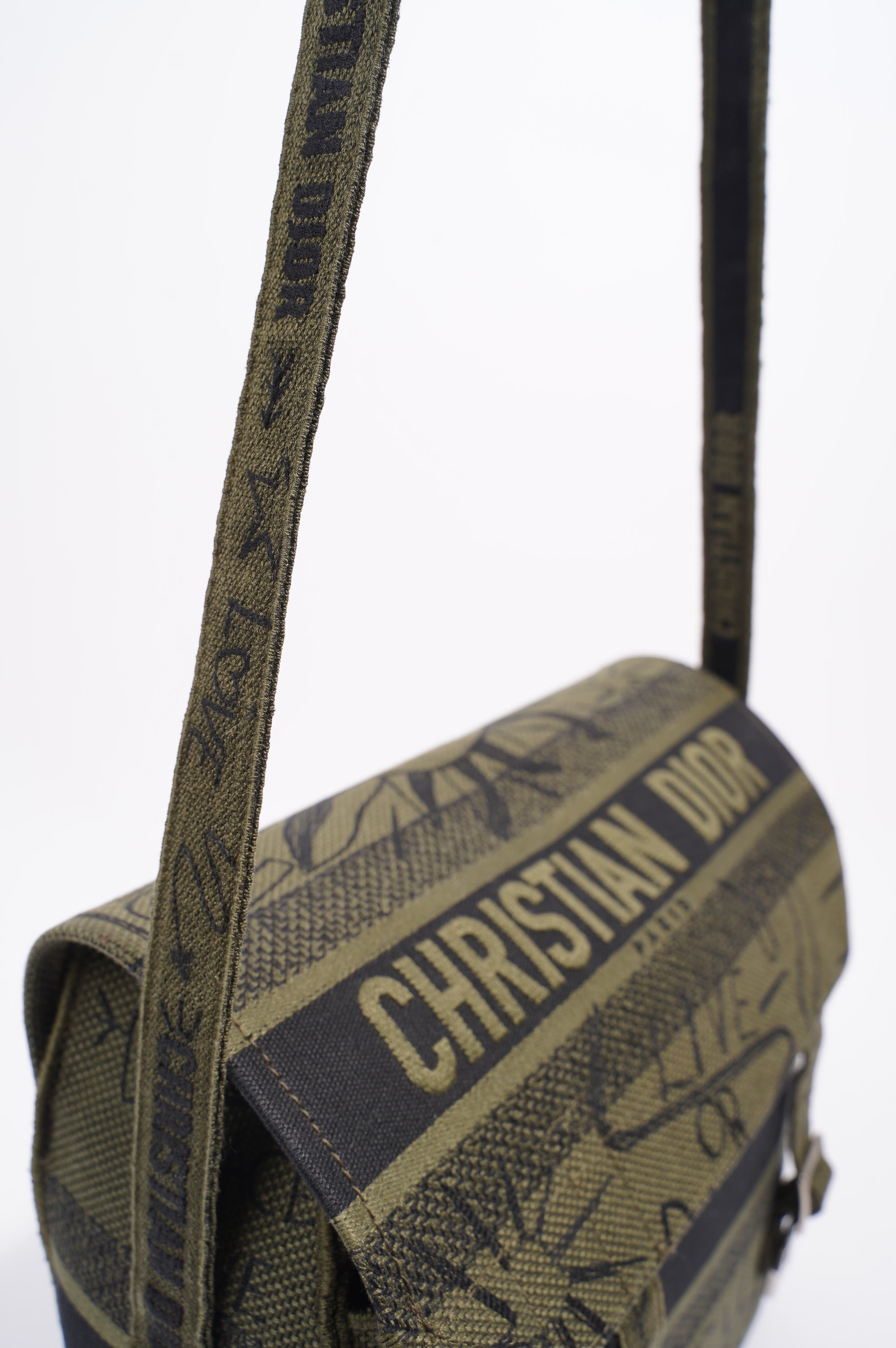 Christian Dior Womens Diorcamp Messenger Bag Green / Black Canvas