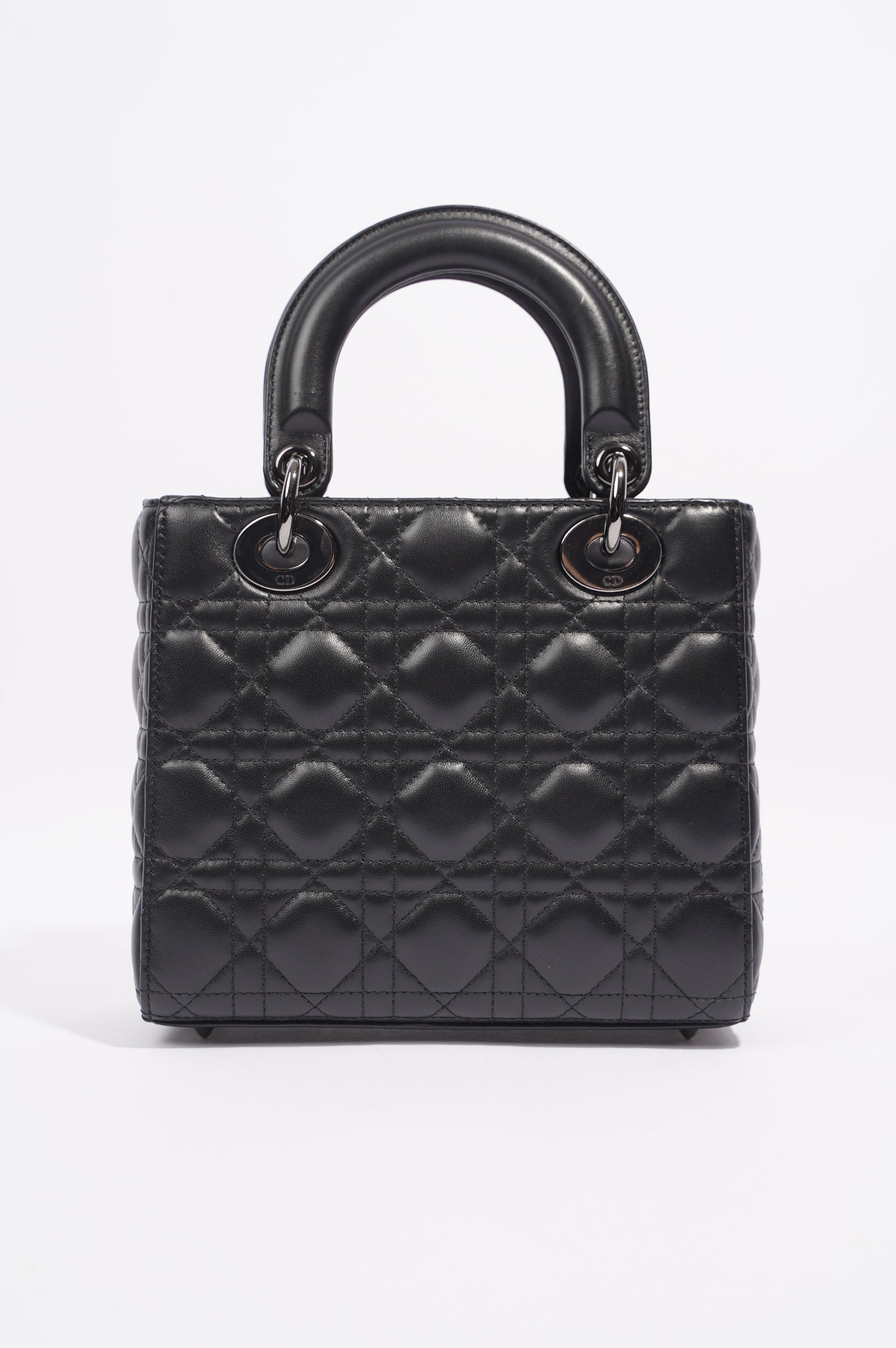 Christian Dior Womens Lady Dior Black Lambskin Small