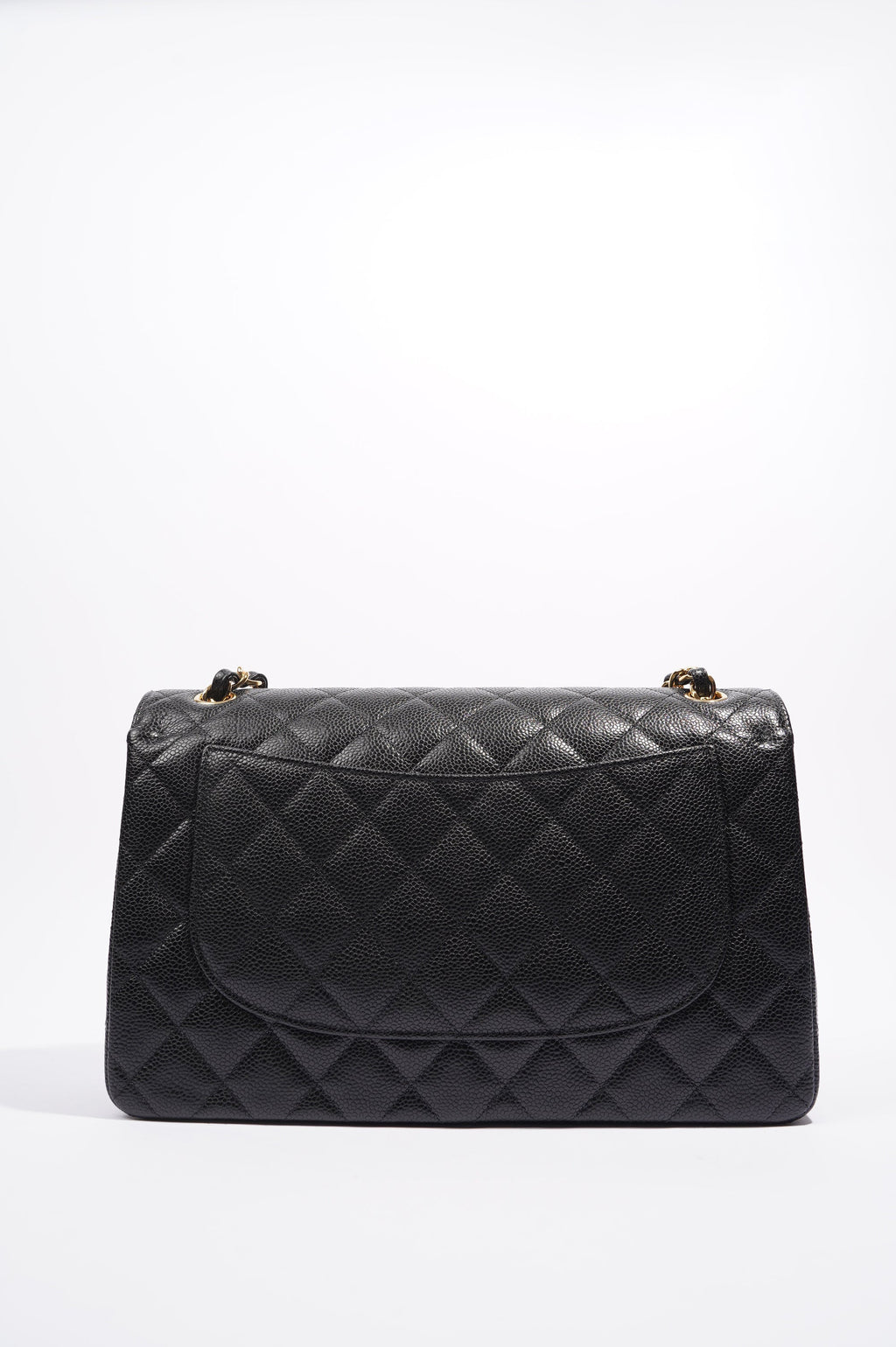 Chanel Double Flap Bag Black Caviar Leather Jumbo