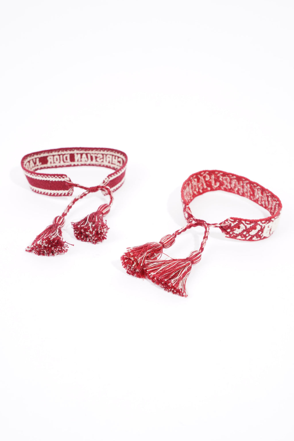 Christian Dior Womens J'Adior Friendship Bracelet Set Red / White Canvas