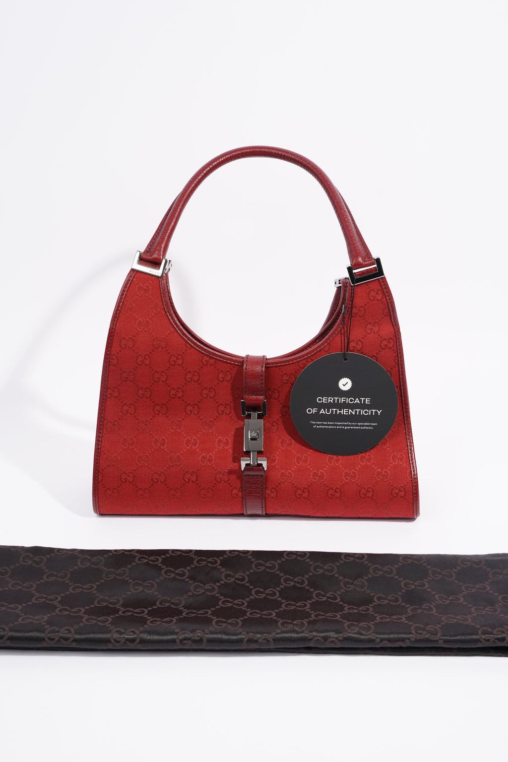 Gucci Womens Vintage Jackie O Red Monogram Canvas