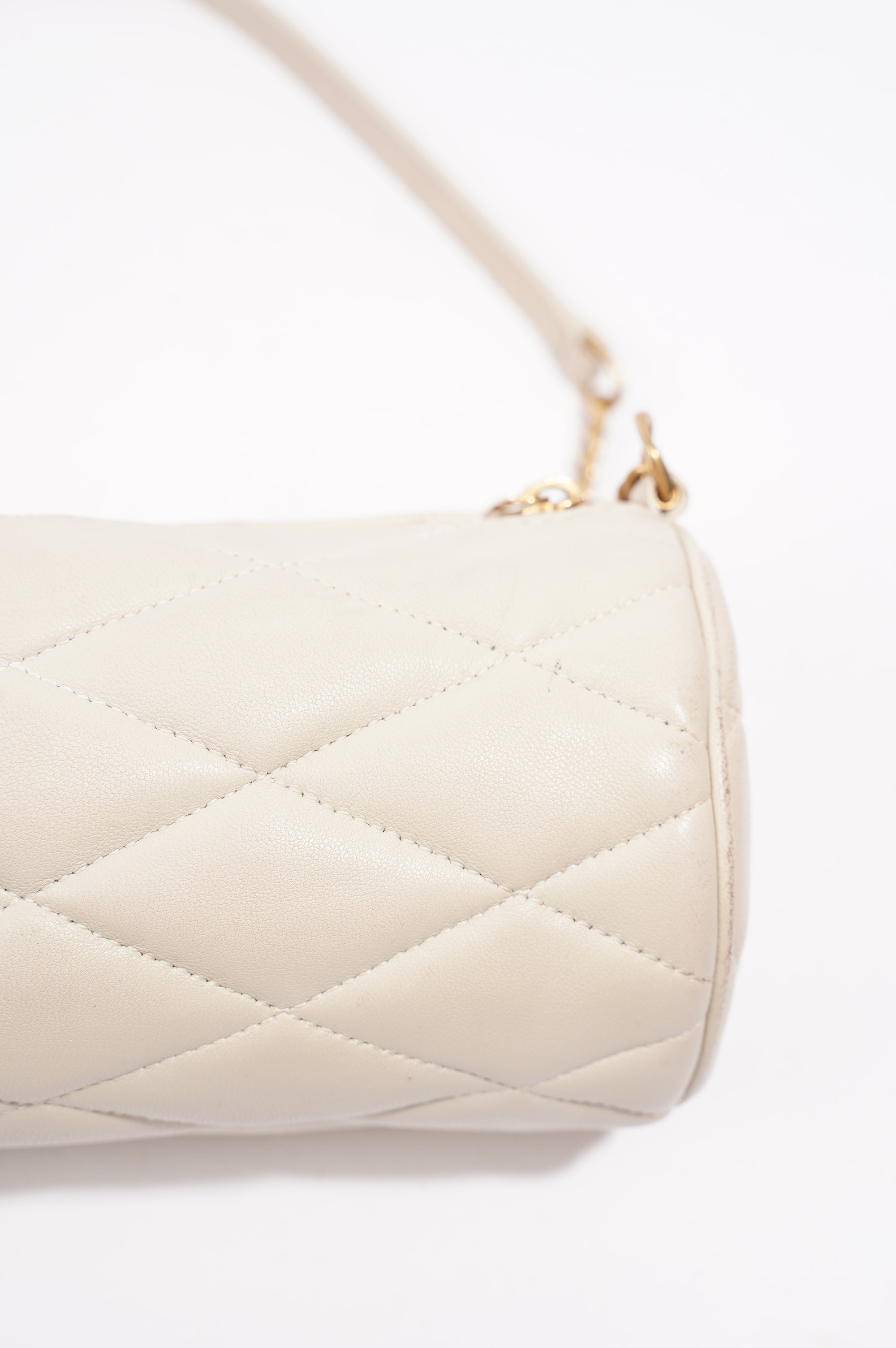 Saint Laurent Womens Tube Bag White Lambskin Leather Mini