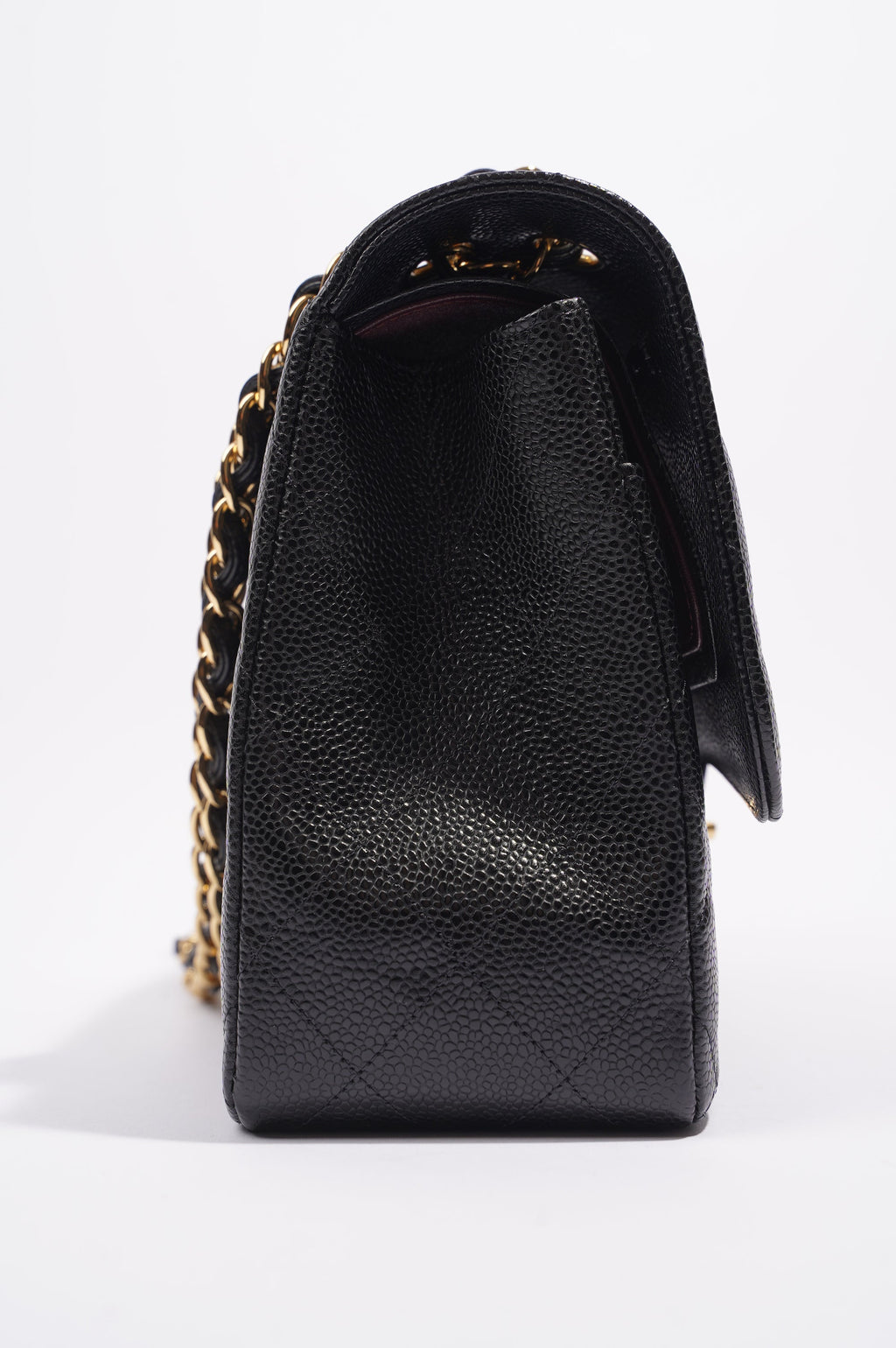 Chanel Double Flap Bag Black Caviar Leather Jumbo