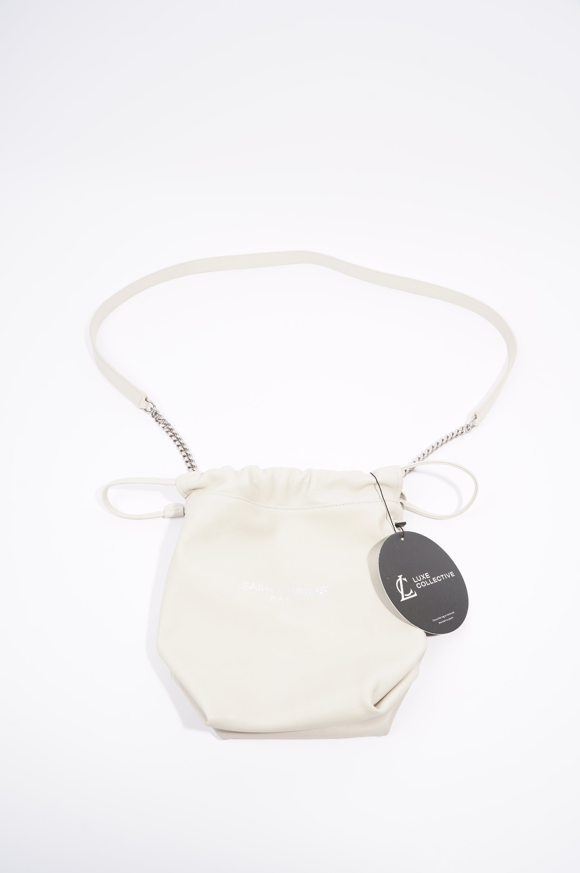 Saint Laurent Womens Teddy Leather Crossbody Beige