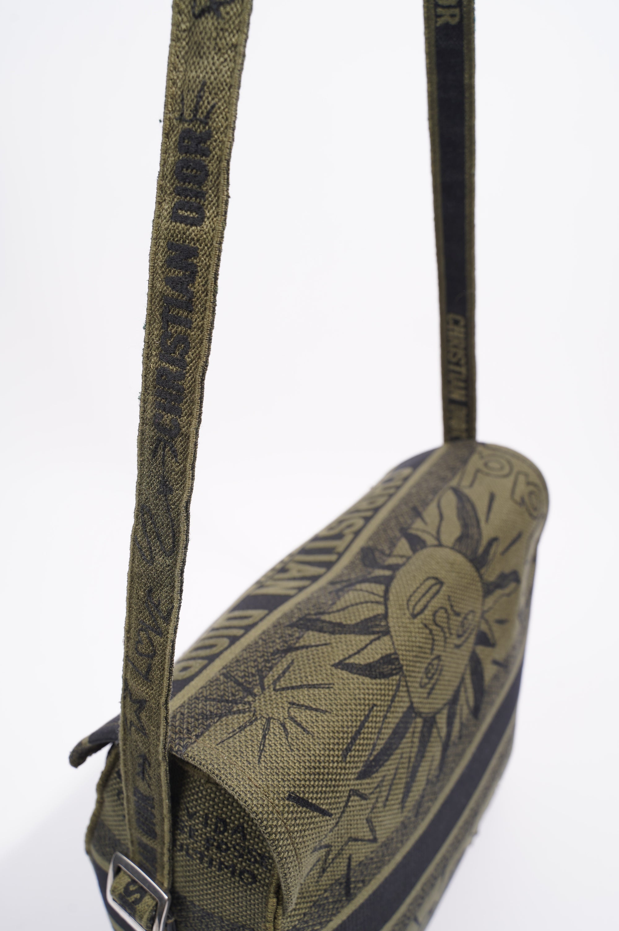 Christian Dior Womens Diorcamp Messenger Bag Green / Black Canvas