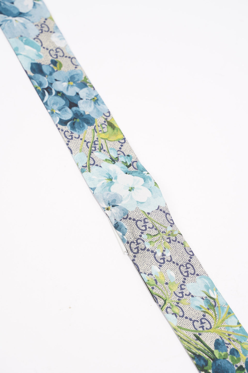 Gucci Womens GG Blooms Silk Neck Bow Blue 5cm x 86cm