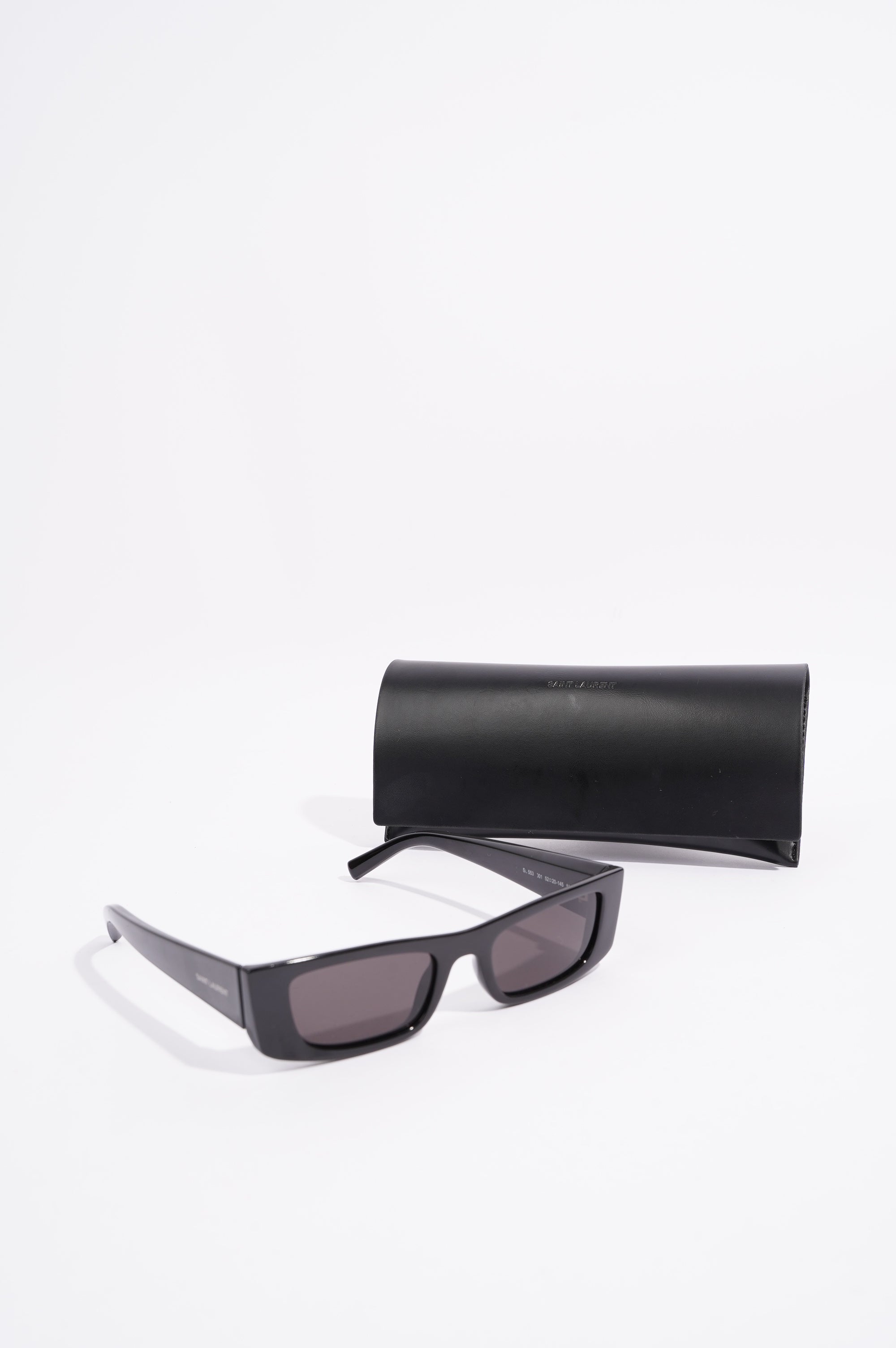Saint Laurent Womens Rectangular Sunglasses Black Acetate 145