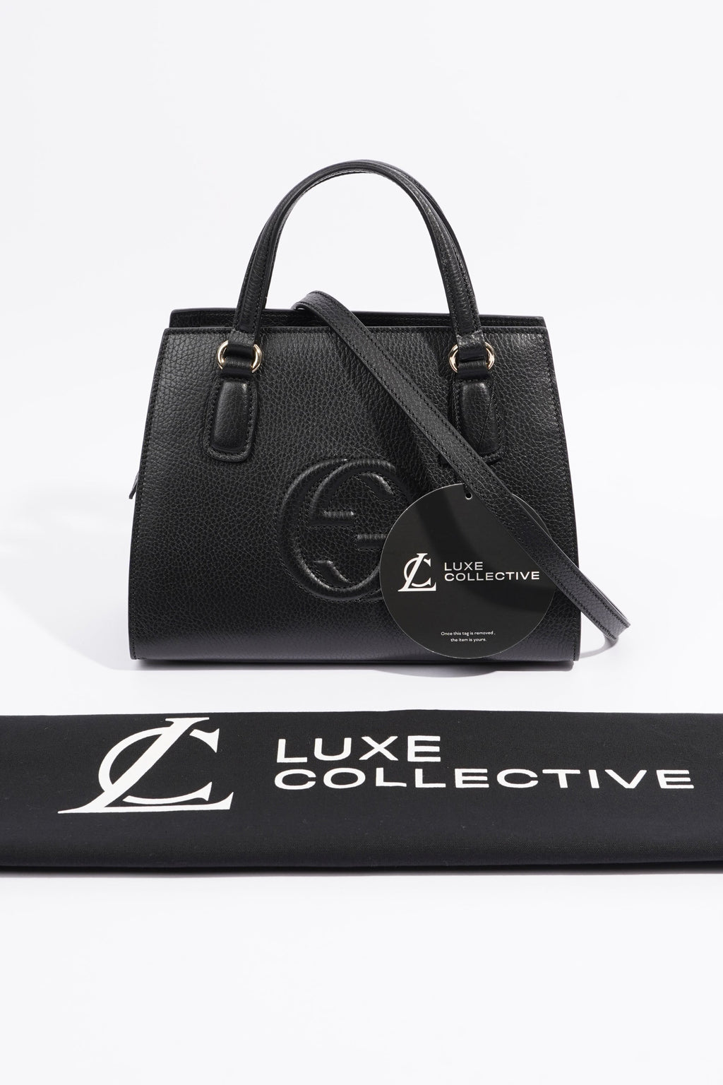 Gucci Womens Soho Tote Bag Black Leather Small