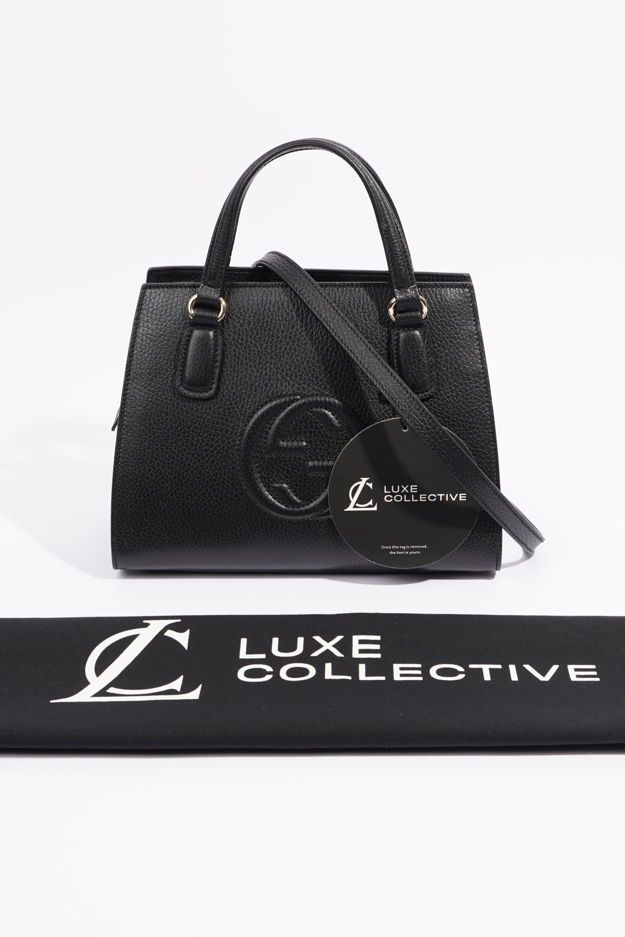 Gucci Womens Soho Tote Bag Black Leather Small