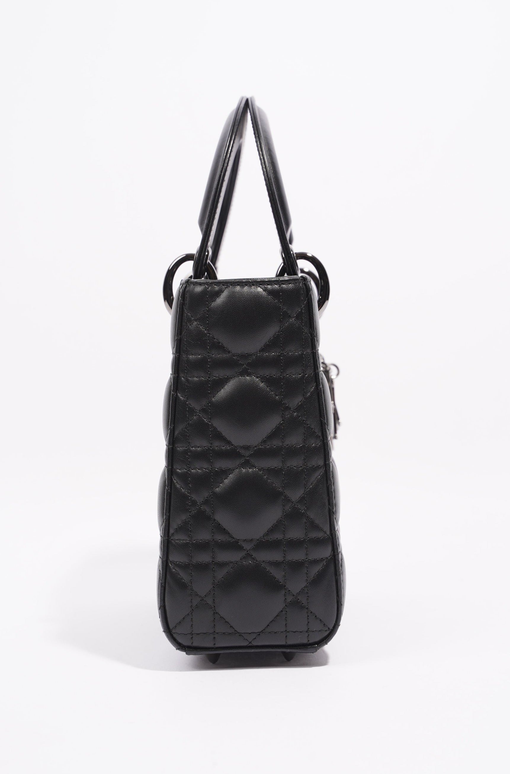 Christian Dior Womens Lady Dior Black Lambskin Small