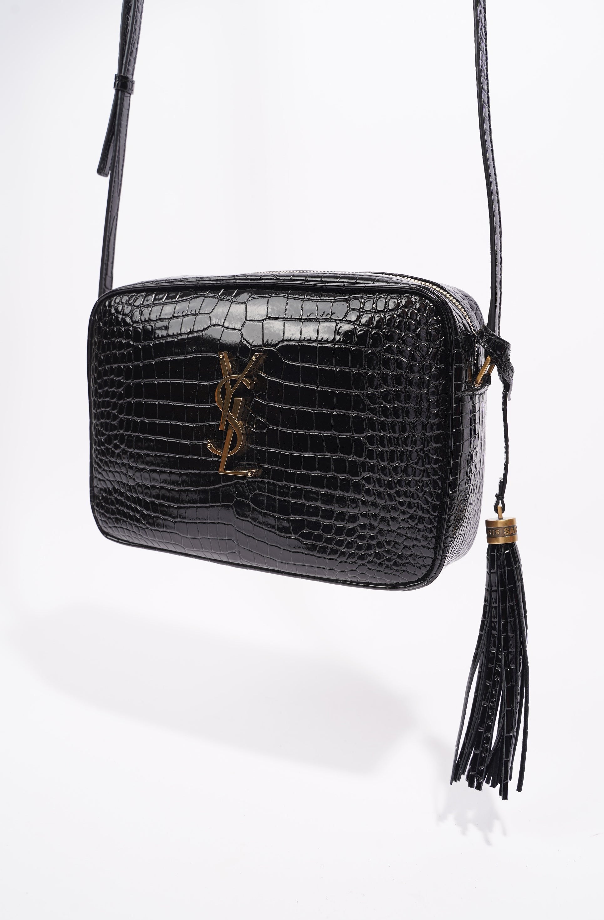 Saint Laurent Womens Lou Camera Crossbody Bag Black Leather