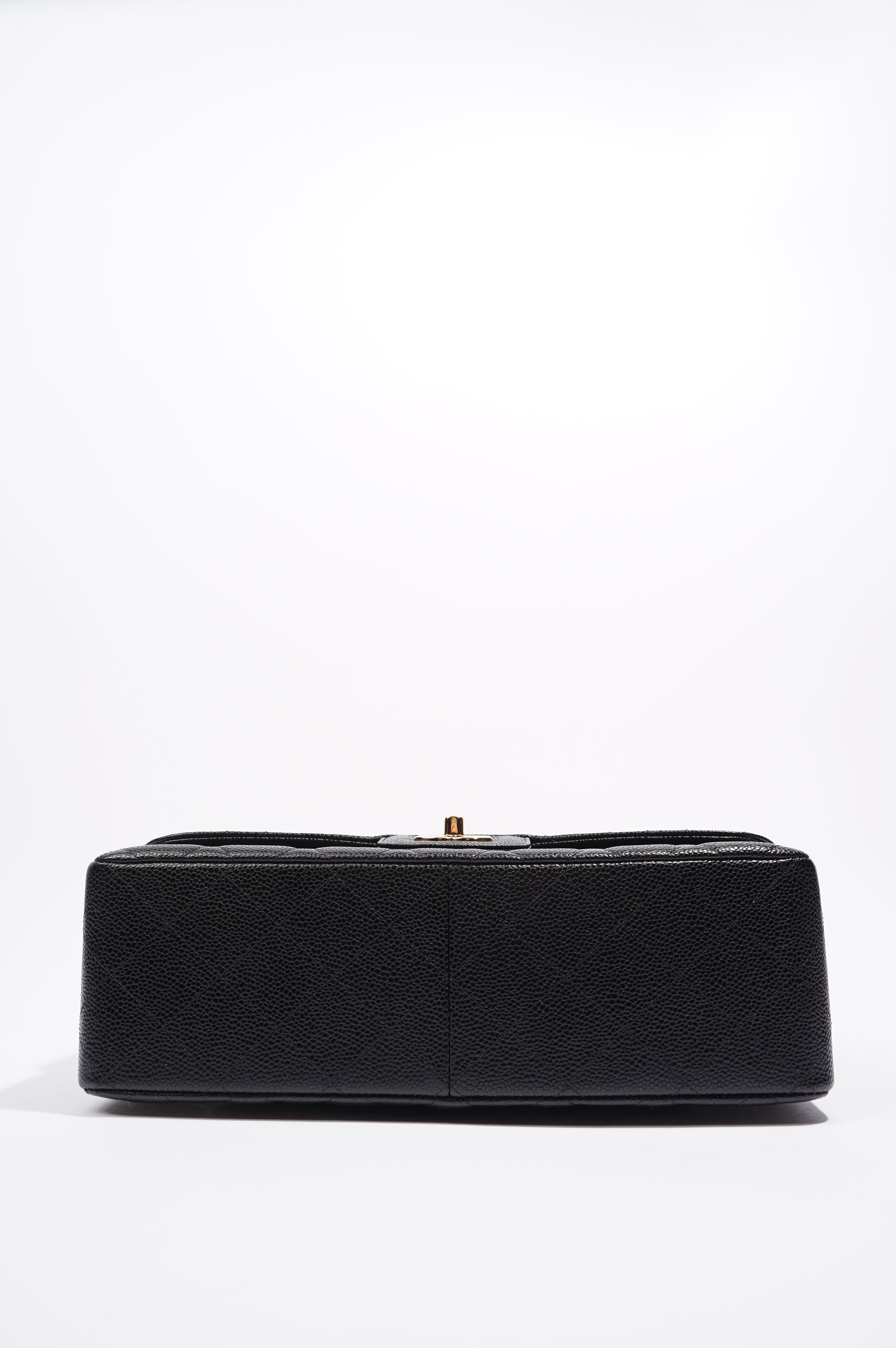 Chanel Double Flap Bag Black Caviar Leather Jumbo