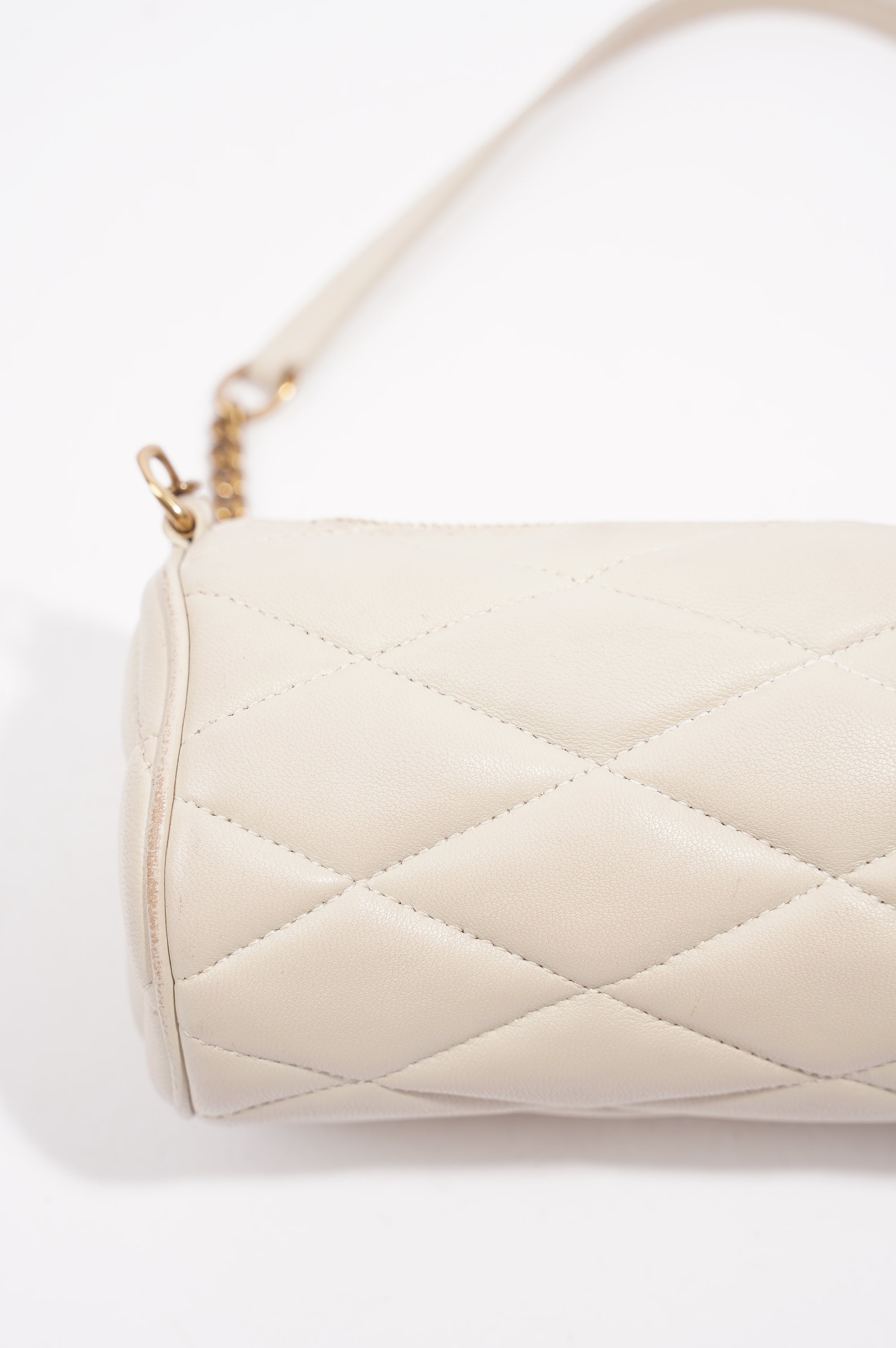 Saint Laurent Womens Tube Bag White Lambskin Leather Mini