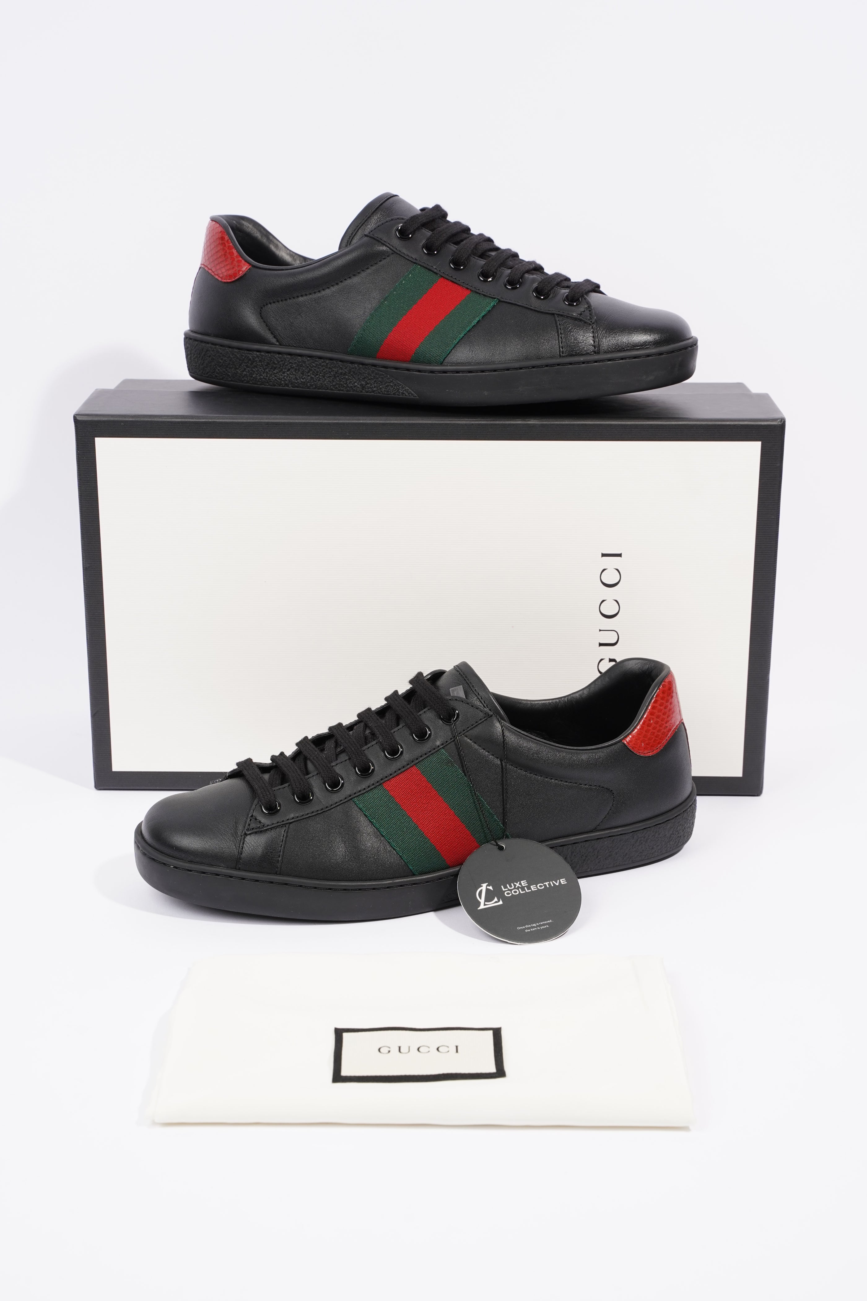 Gucci Mens Ace Black / Green / Red EU 42 / UK 8