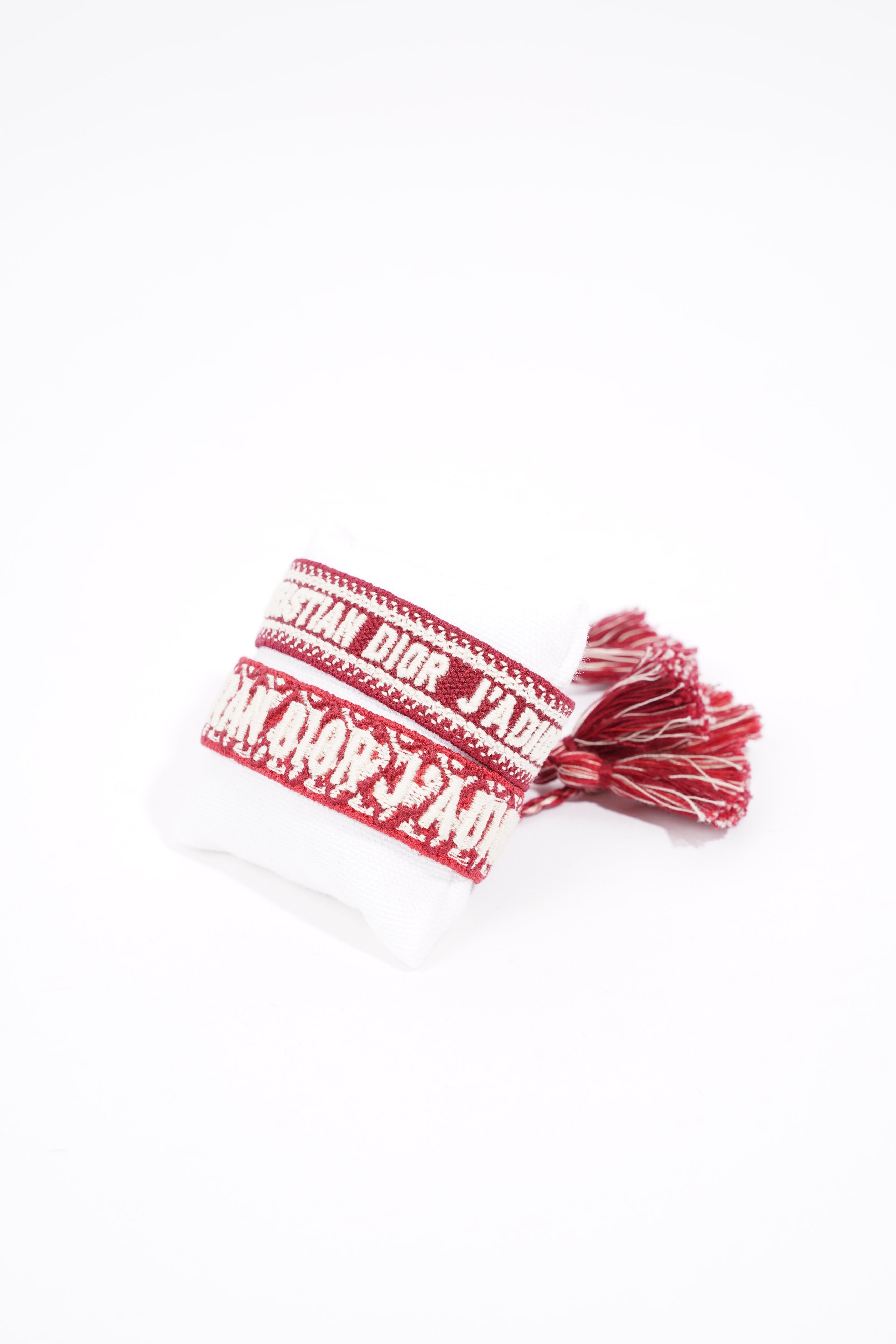 Christian Dior Womens J'Adior Friendship Bracelet Set Red / White Canvas