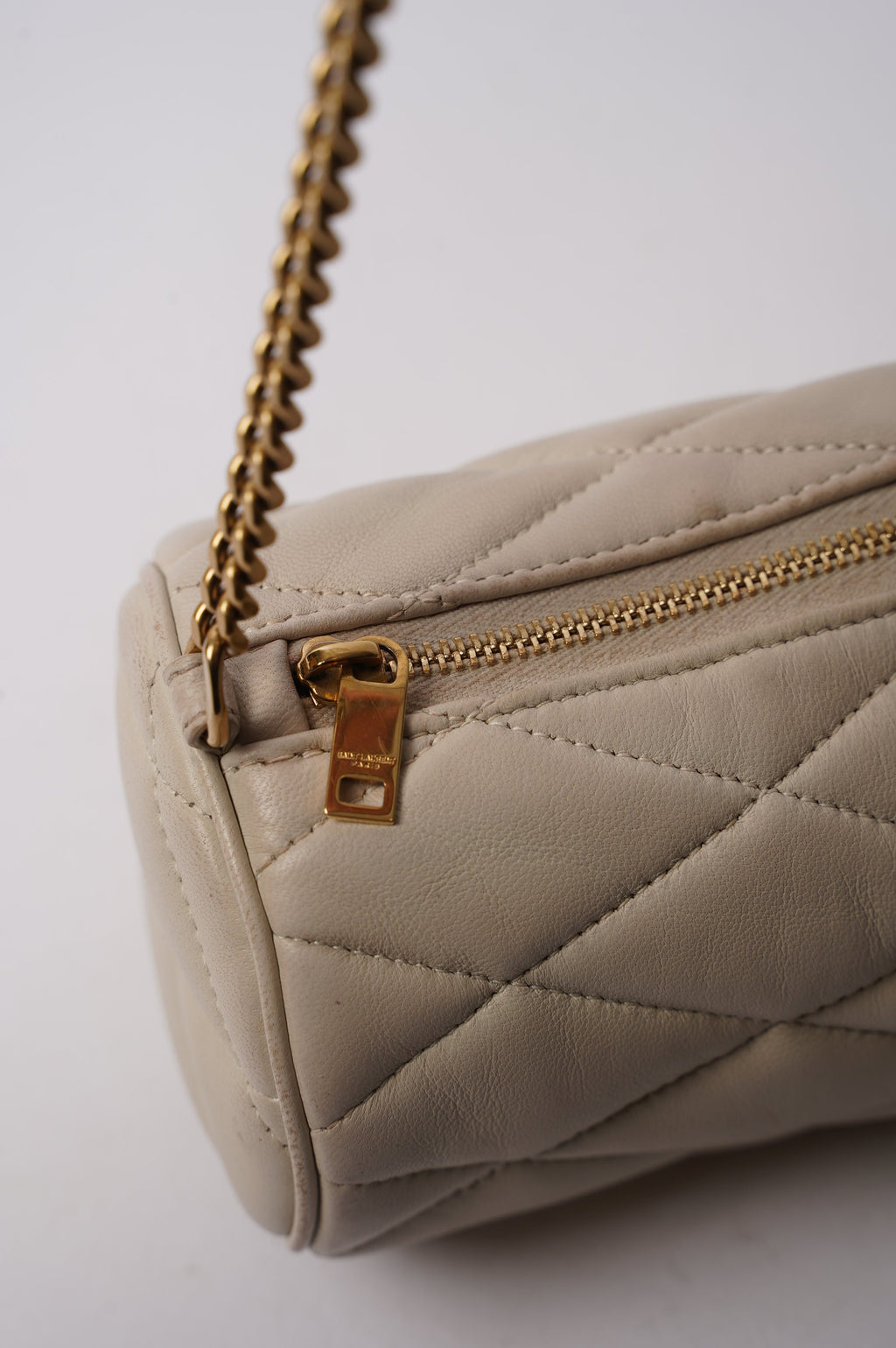 Saint Laurent Womens Tube Bag White Lambskin Leather Mini