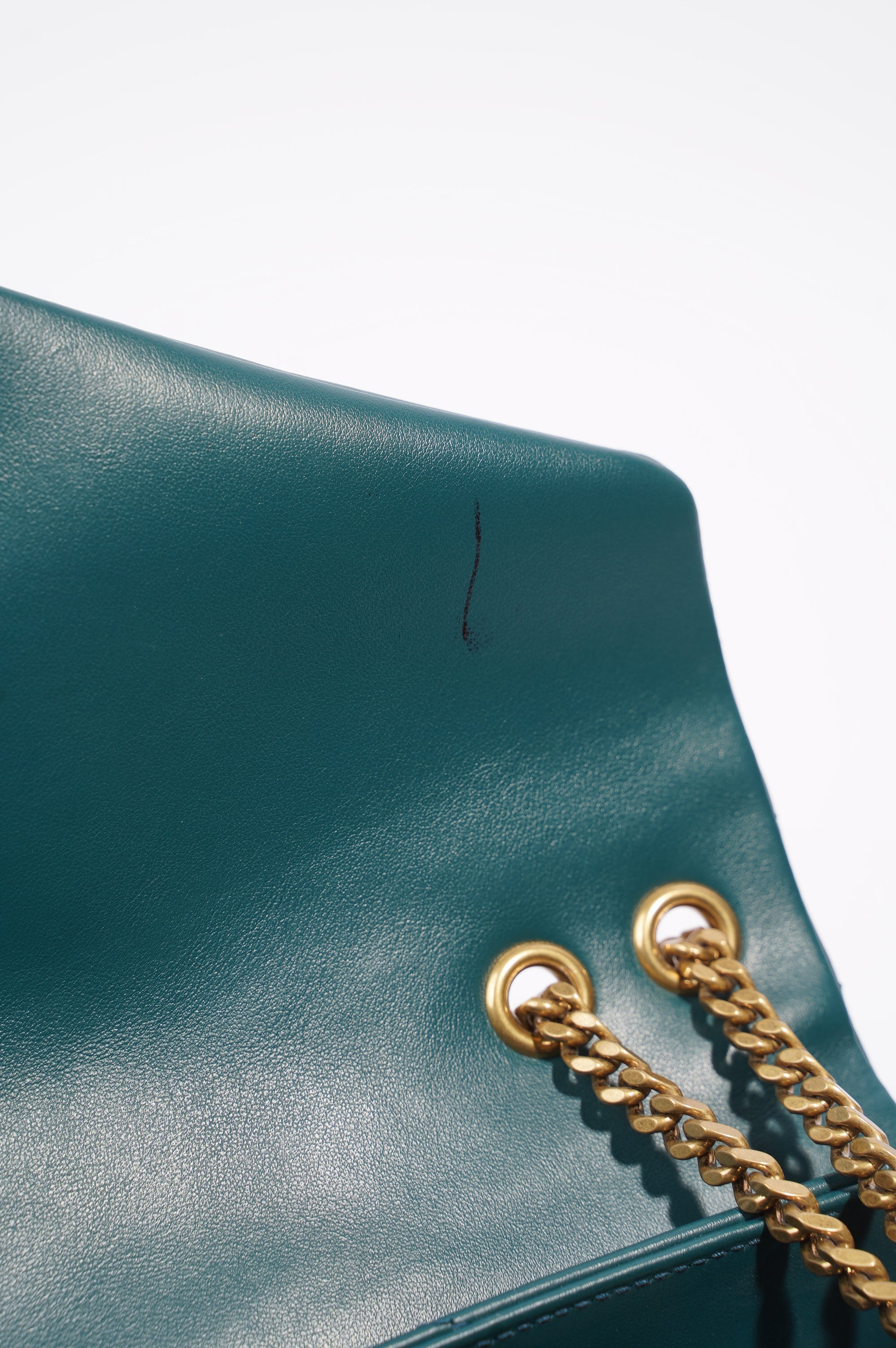 Saint Laurent Womens Lou Lou Dark Green Small