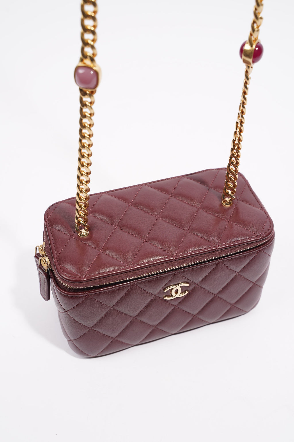 Chanel Womens Vanity Case Burgundy