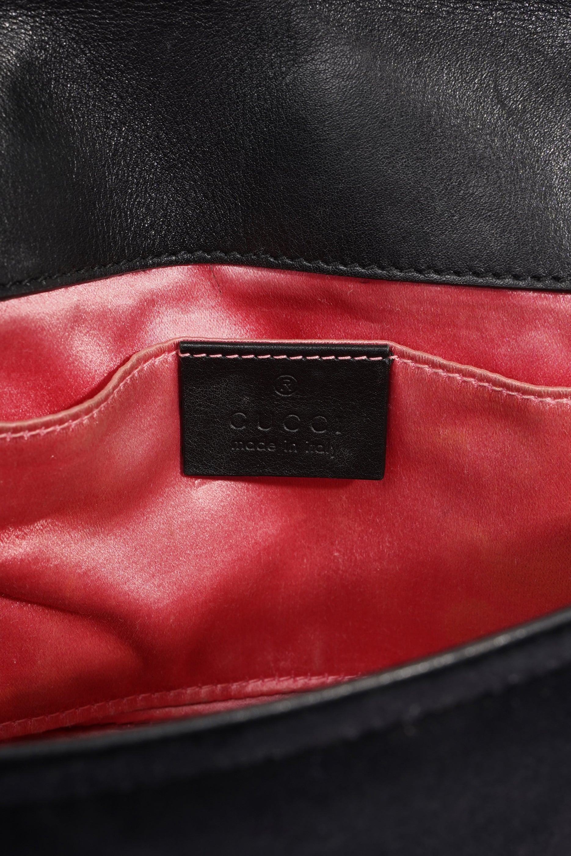 Gucci Womens Marmont Flap Bag Black Velvet Mini