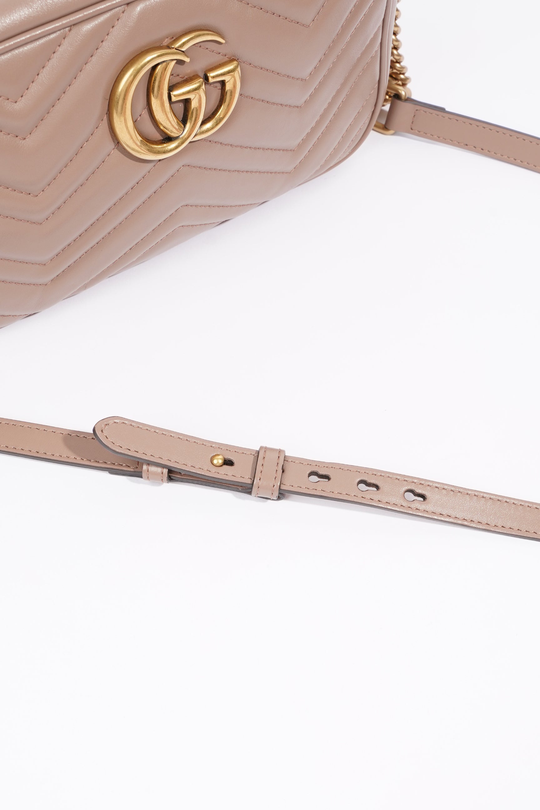 Gucci Womens Marmont Zip Bag Mauve Leather Small
