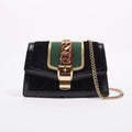 Gucci Womens Sylvie Chain Bag Black Velvet Super Mini