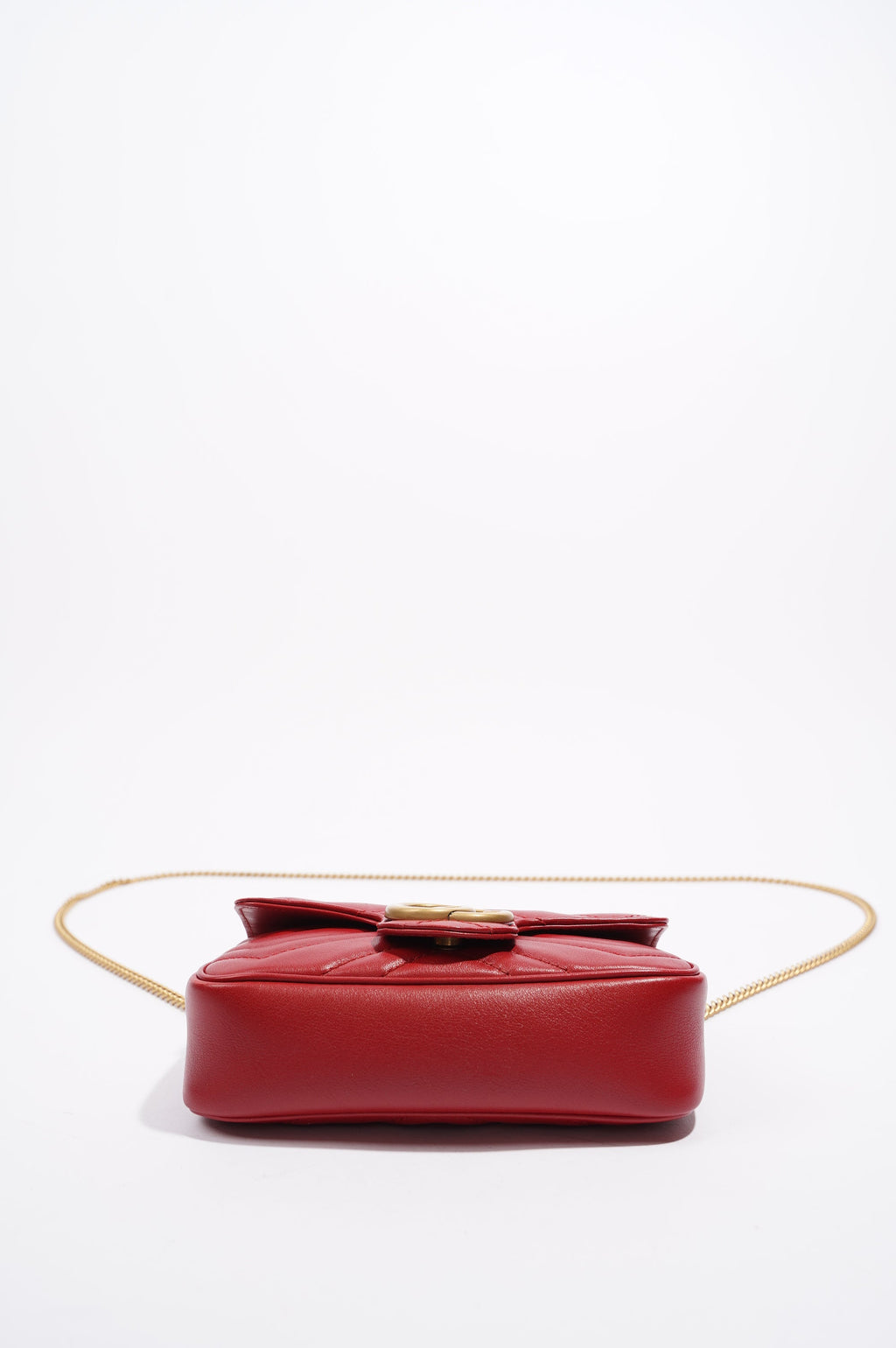 Gucci Womens Marmont Flap Red / Gold Super Mini