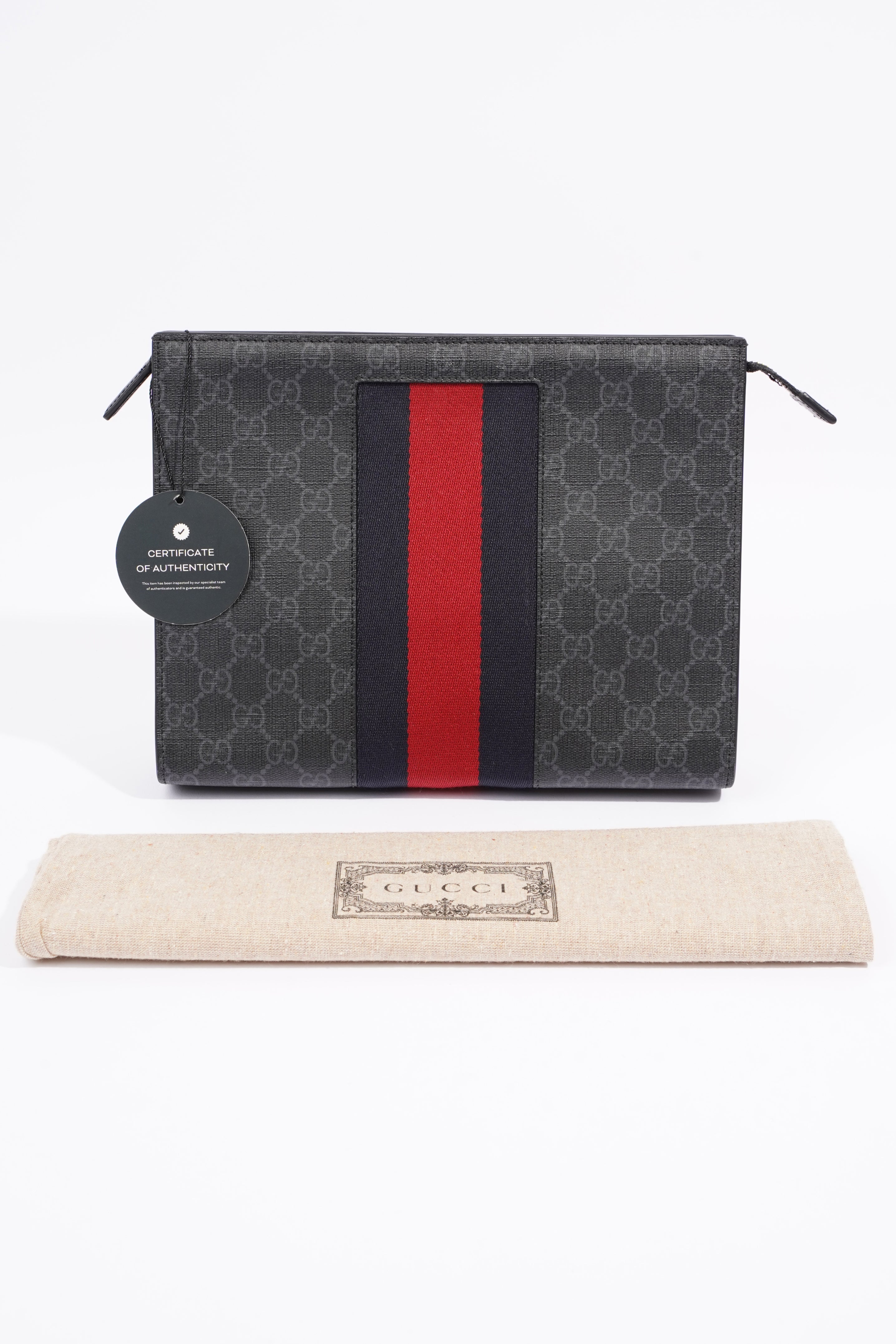 Gucci GG Supreme Pouch Black Canvas One Size