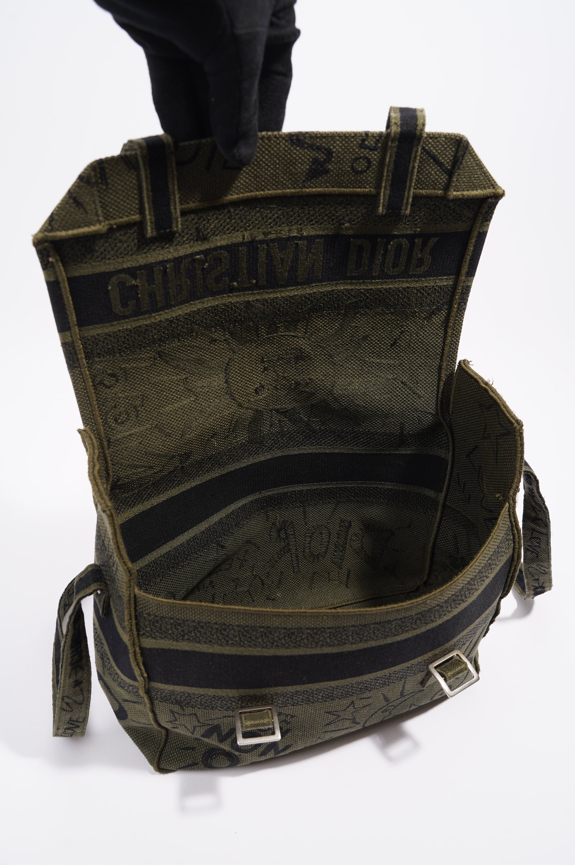 Christian Dior Womens Diorcamp Messenger Bag Green / Black Canvas