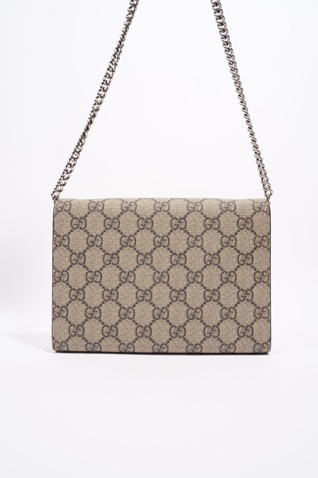 Gucci Womens Dionysus GG Chain Wallet Brown Canvas