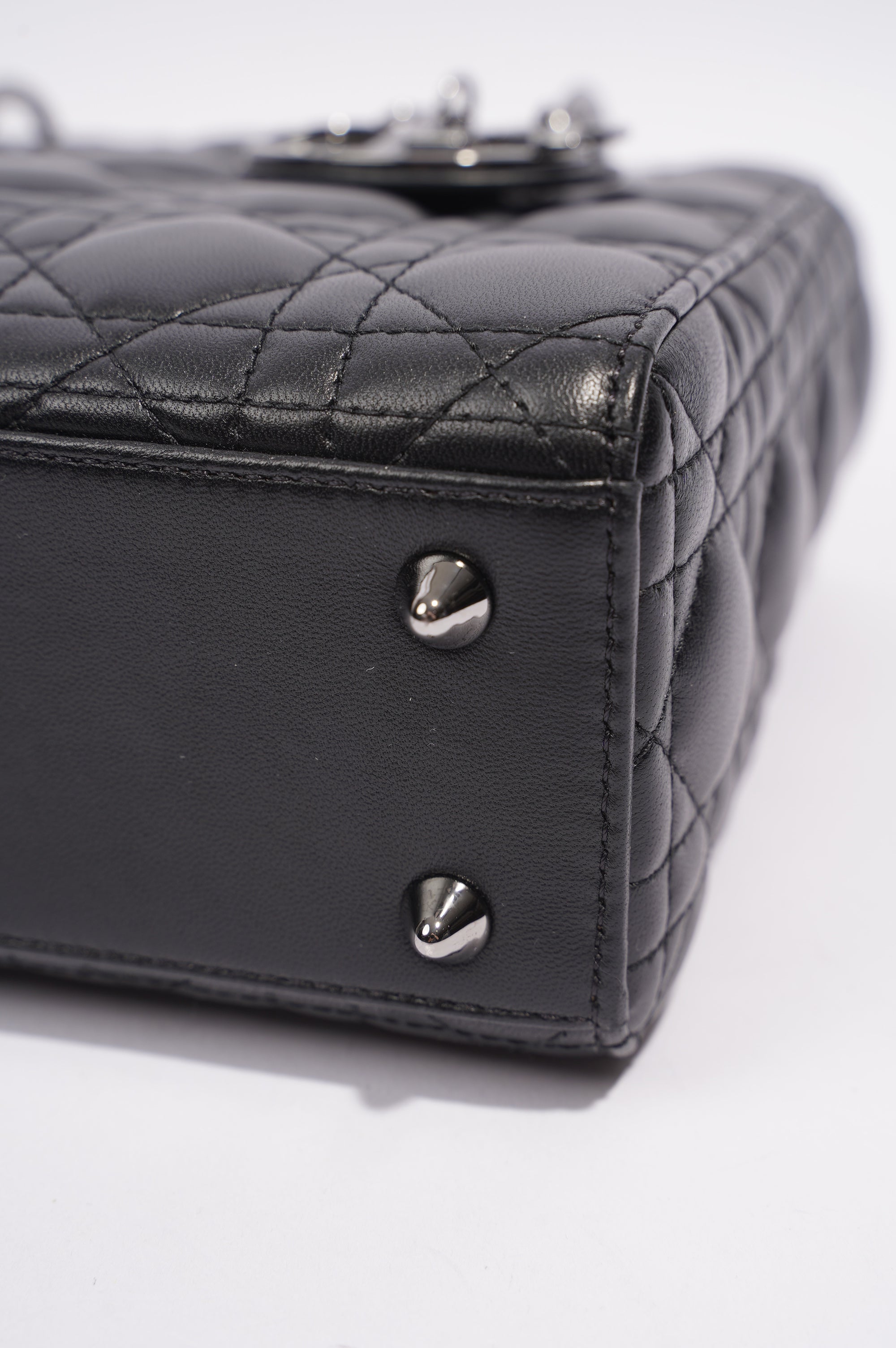 Christian Dior Womens Lady Dior Black Lambskin Small
