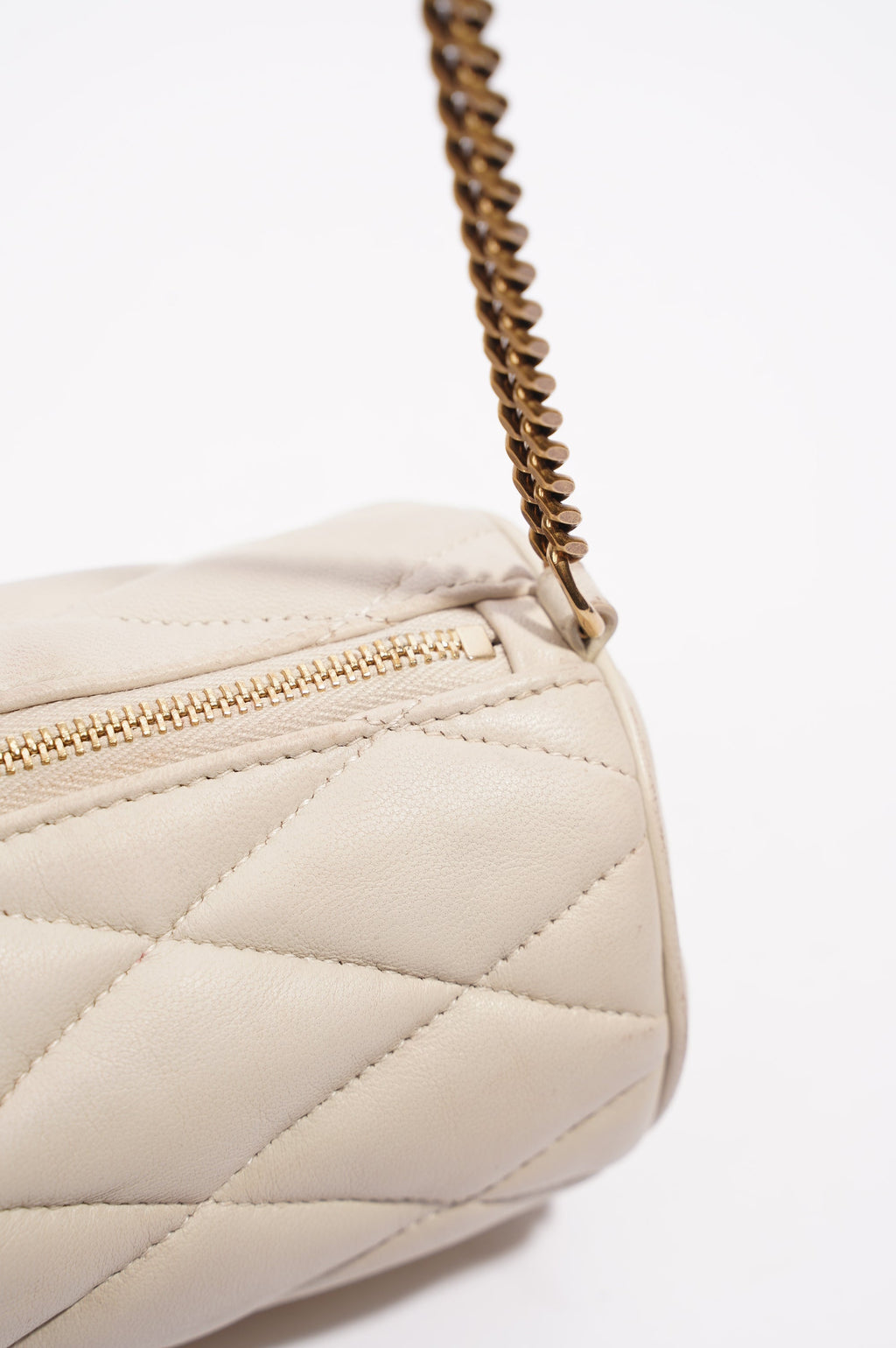Saint Laurent Womens Tube Bag White Lambskin Leather Mini