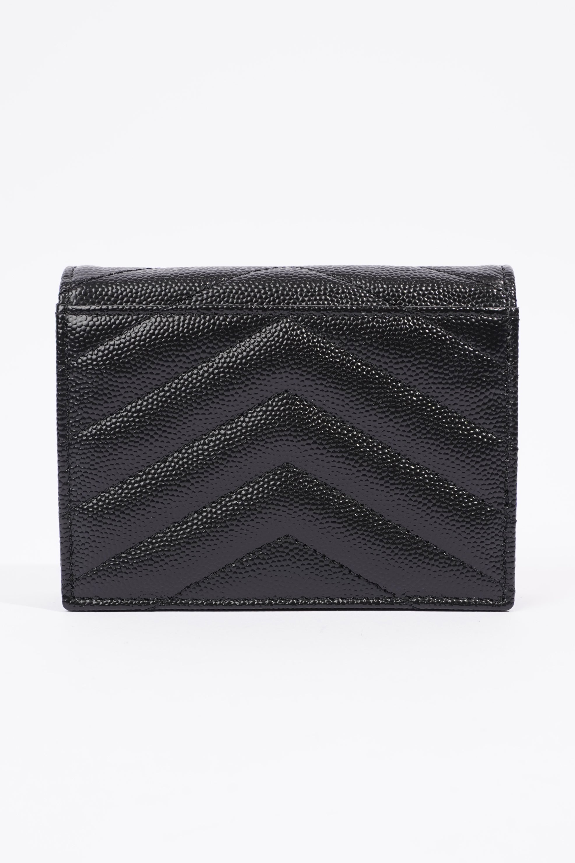 Saint Laurent Flap Card Case Black Matelasse Leather