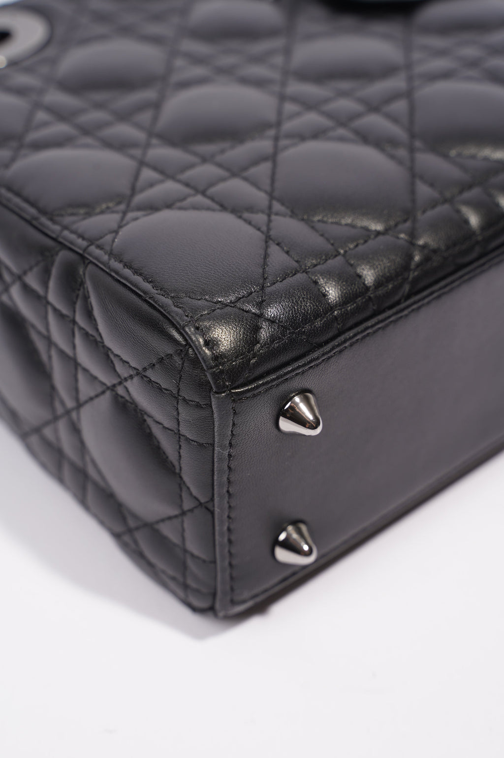 Christian Dior Womens Lady Dior Black Lambskin Small