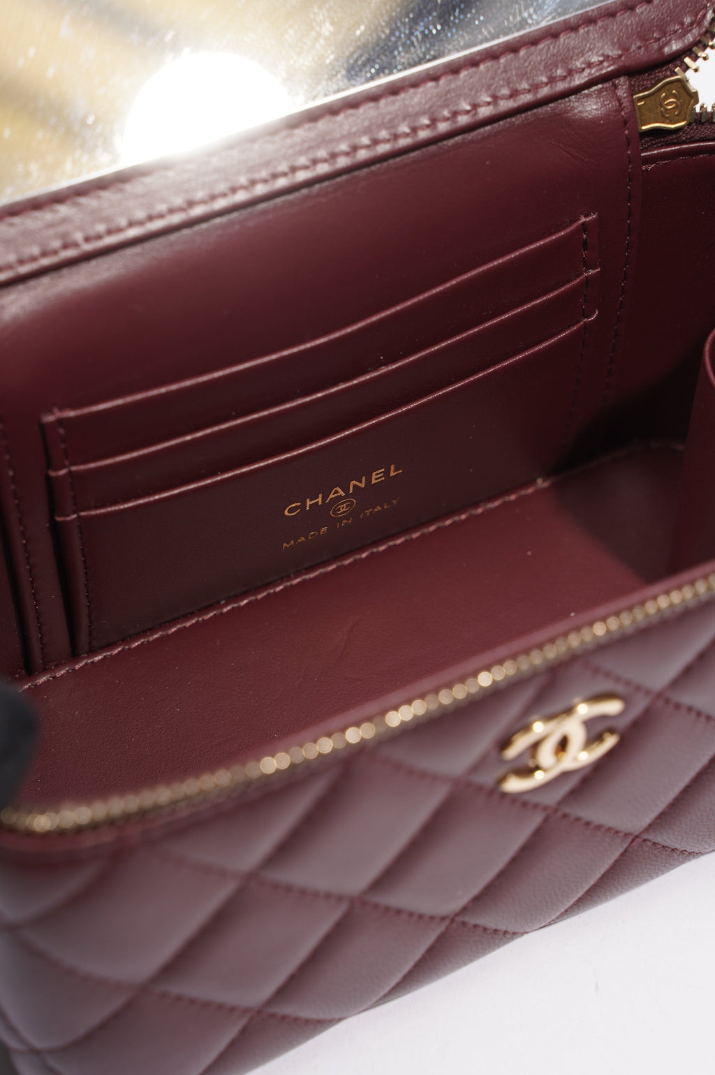 Chanel Womens Vanity Case Burgundy