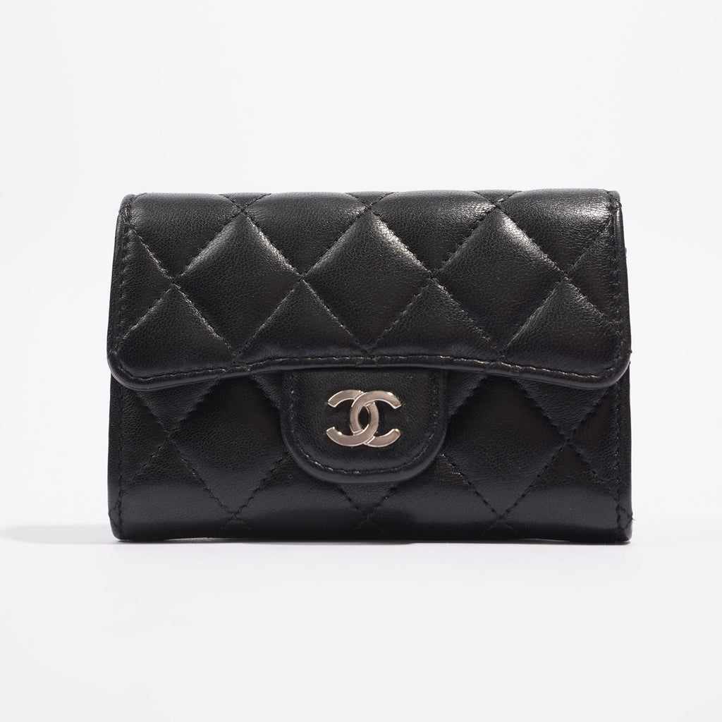 Chanel Womens Lambskin Card Holder Black