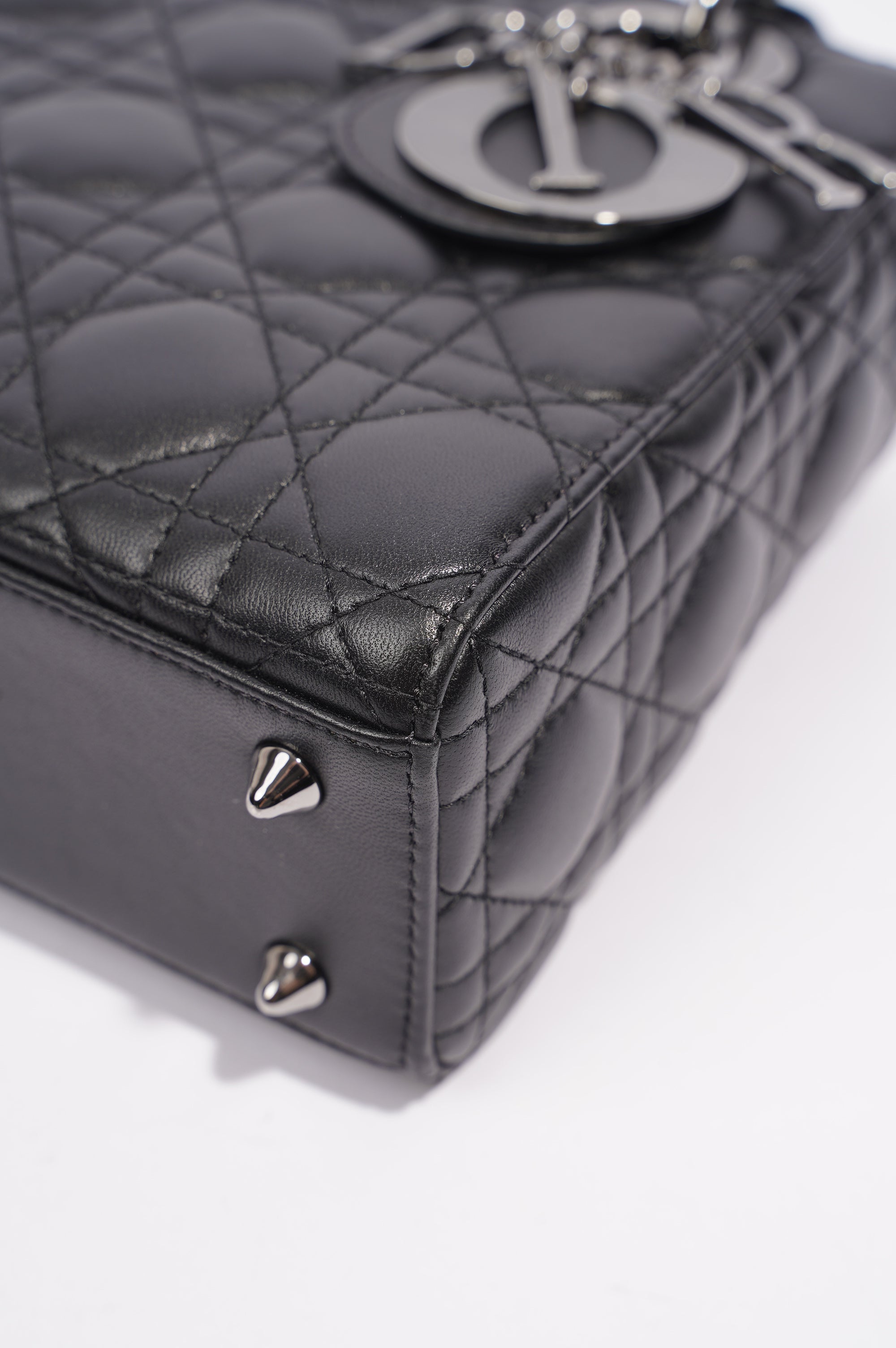 Christian Dior Womens Lady Dior Black Lambskin Small