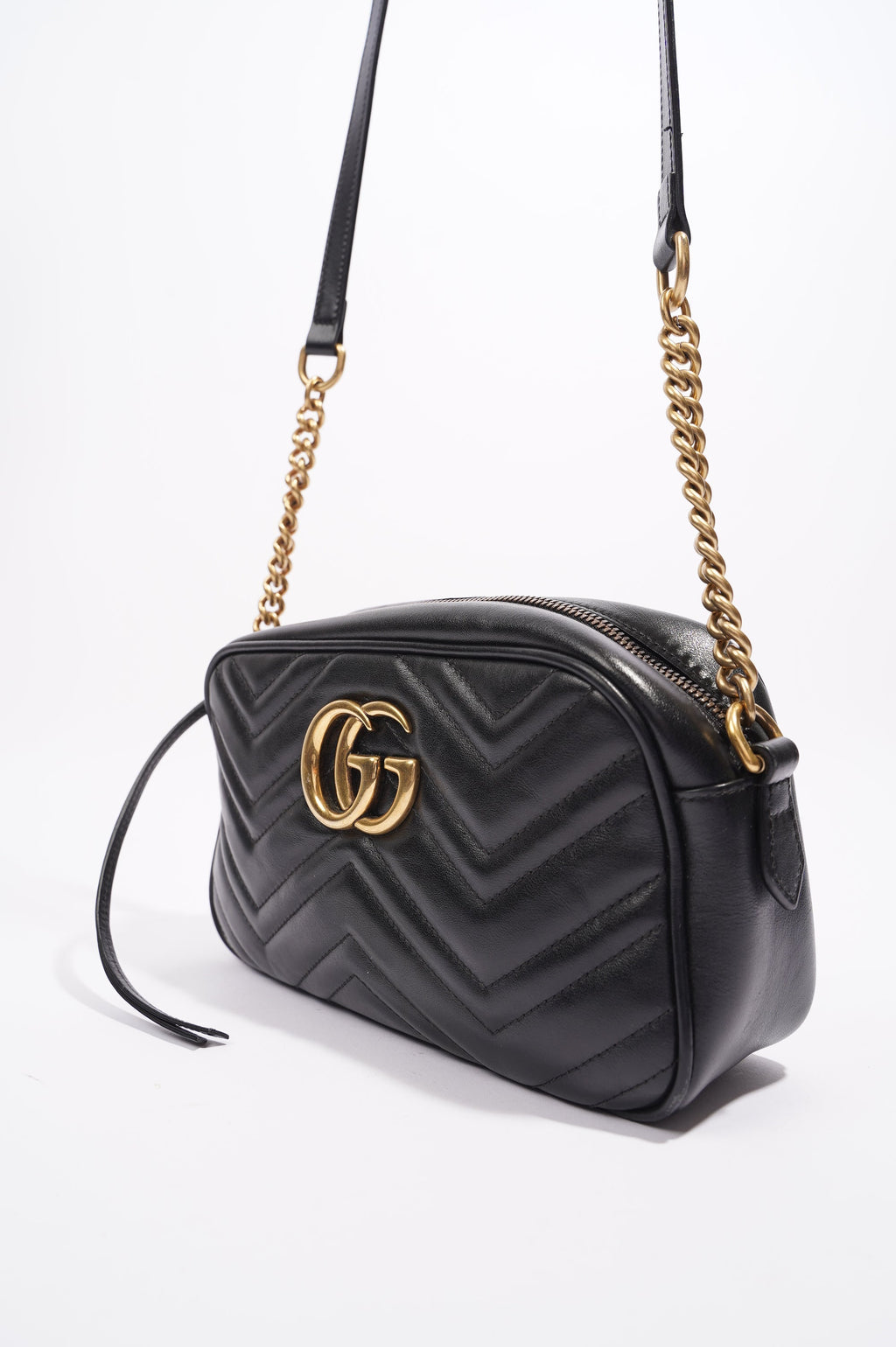 Gucci Womens GG Marmont Bag Black Leather Small