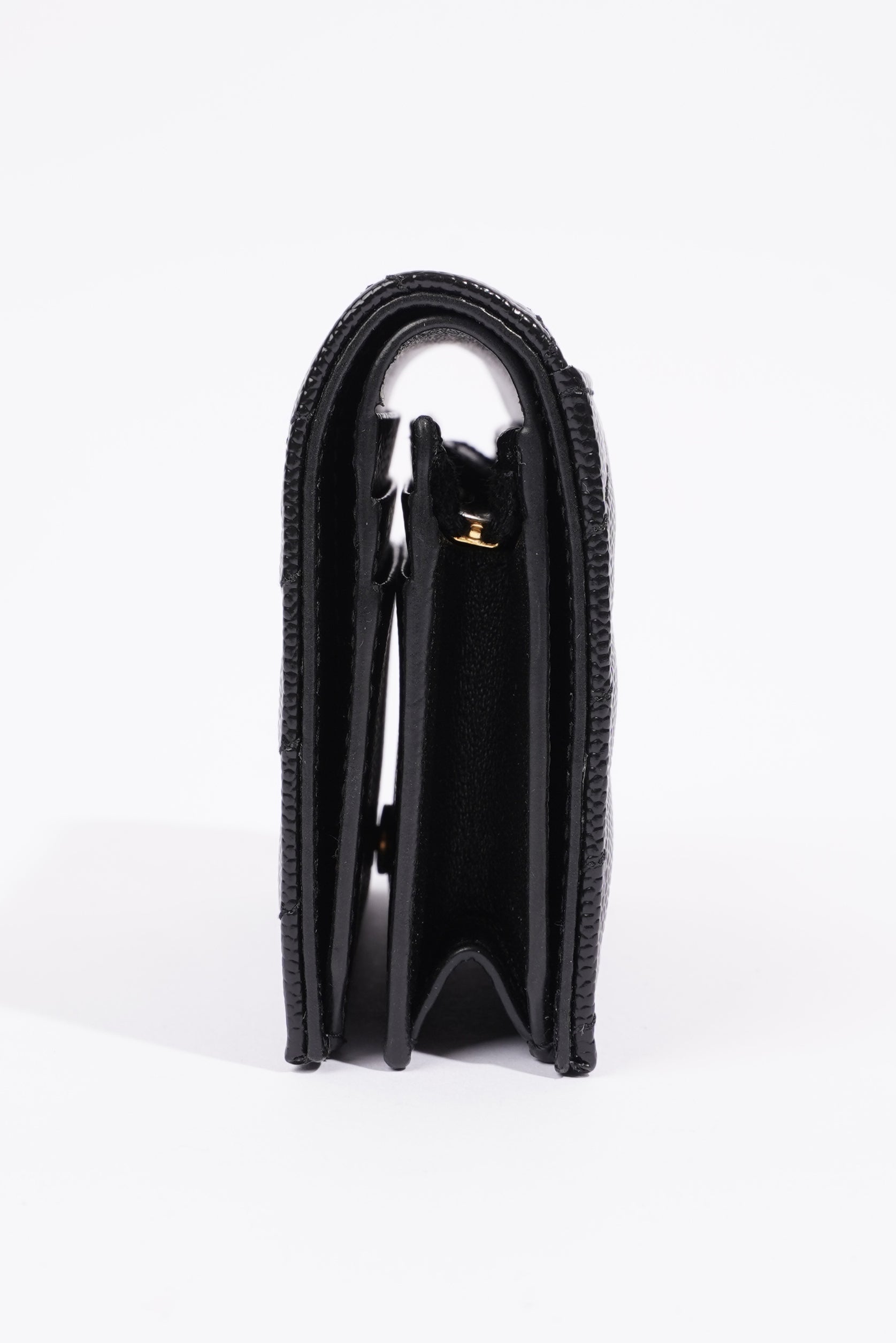 Saint Laurent Flap Card Case Black Matelasse Leather