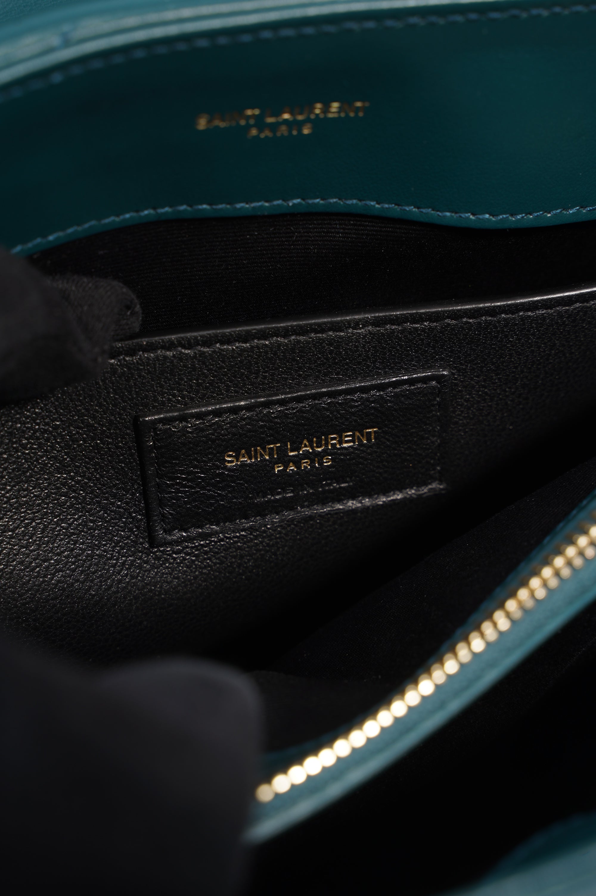 Saint Laurent Womens Lou Lou Dark Green Small