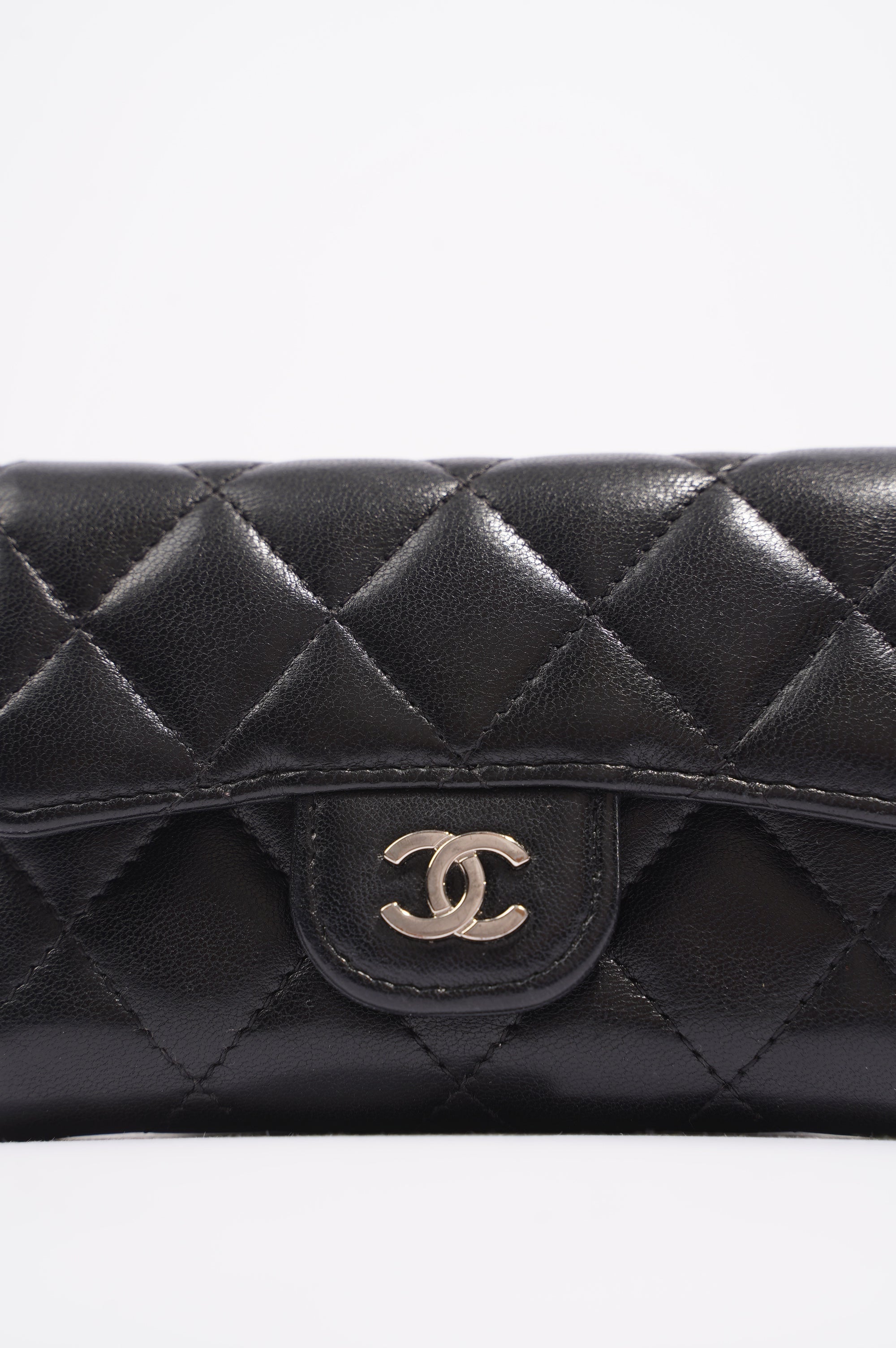 Chanel Womens Lambskin Card Holder Black