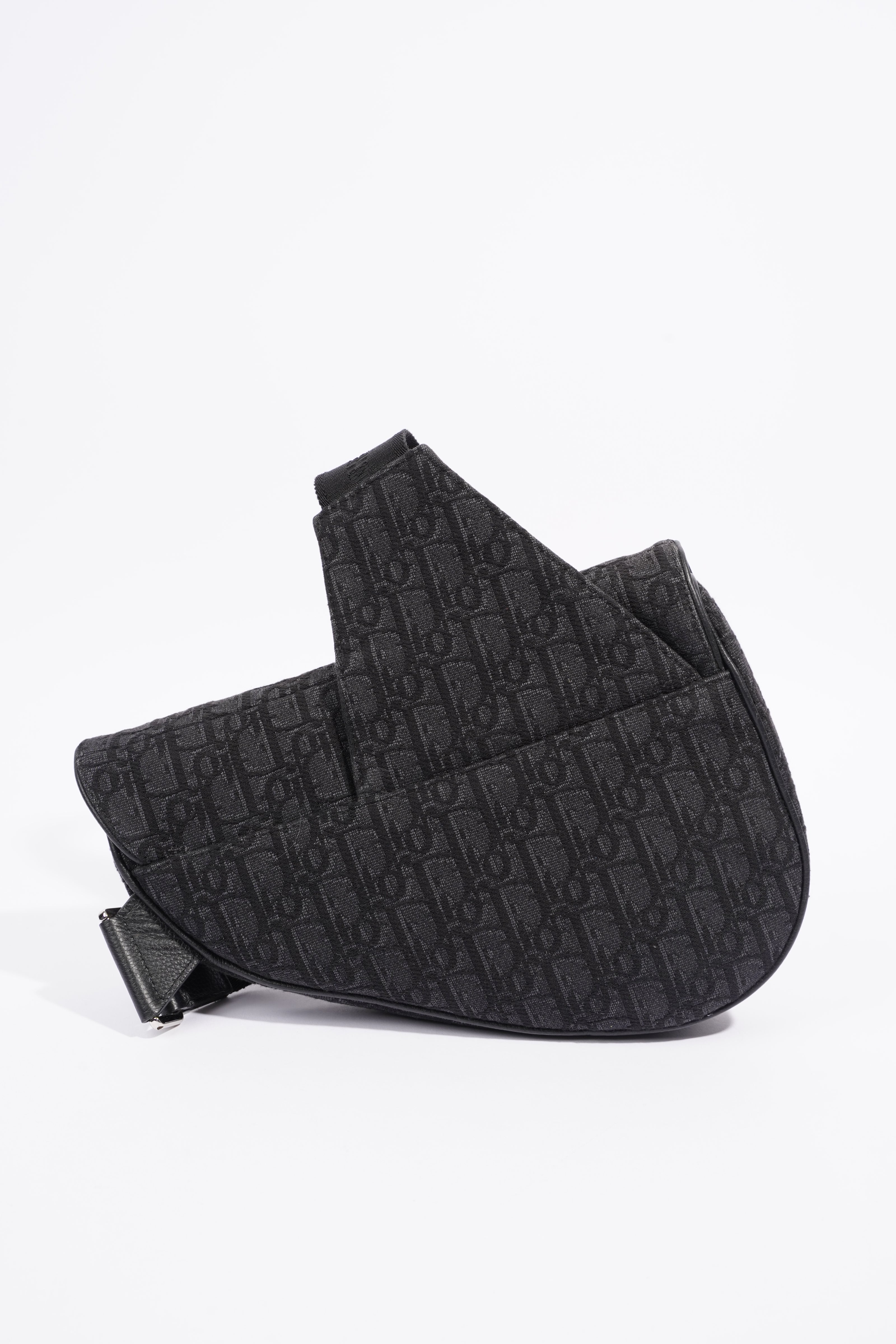 Christian Dior Saddle Bag Dark Grey Oblique Canvas