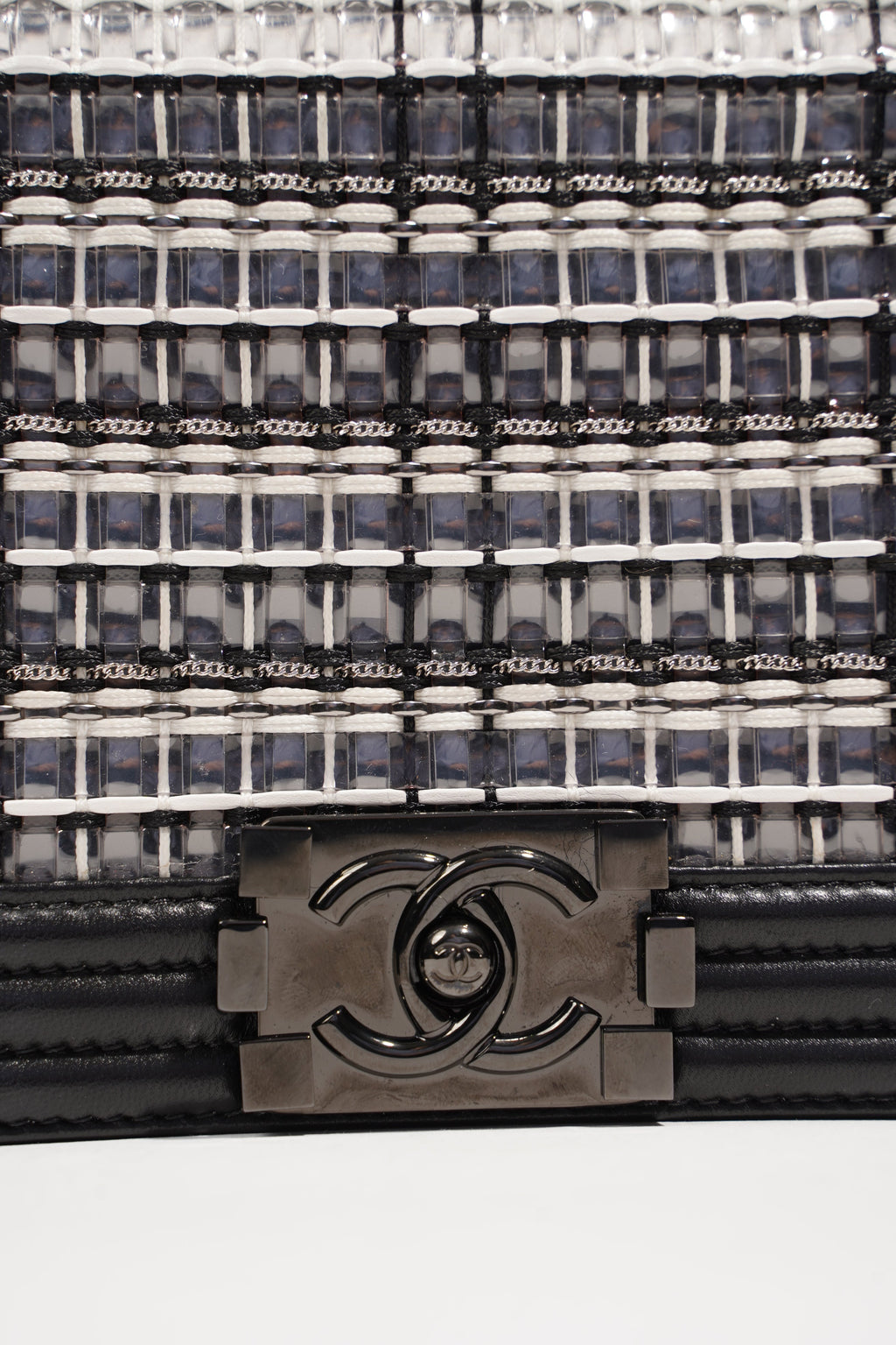 Chanel Womens Boy Bag Black Grey Medium