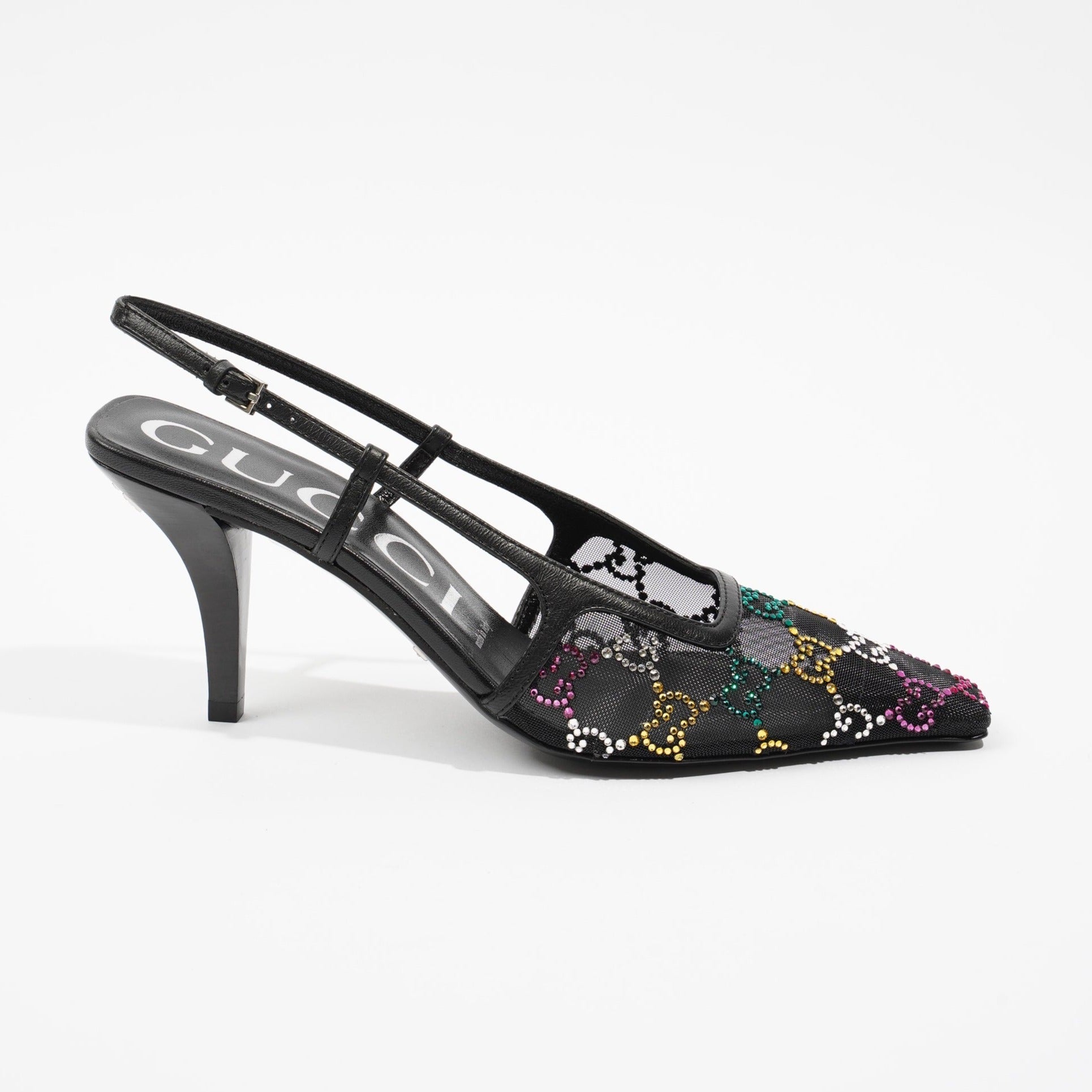 Gucci Womens GG Slingback Pump Black / Multicolour EU 37 / UK 4
