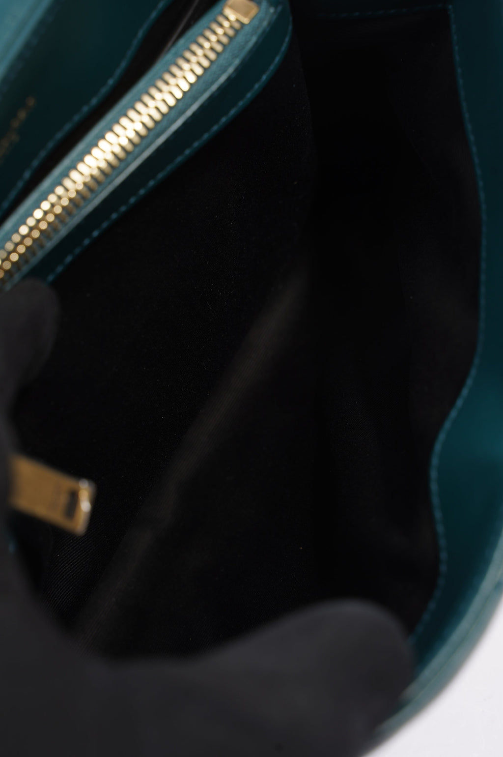 Saint Laurent Womens Lou Lou Dark Green Small