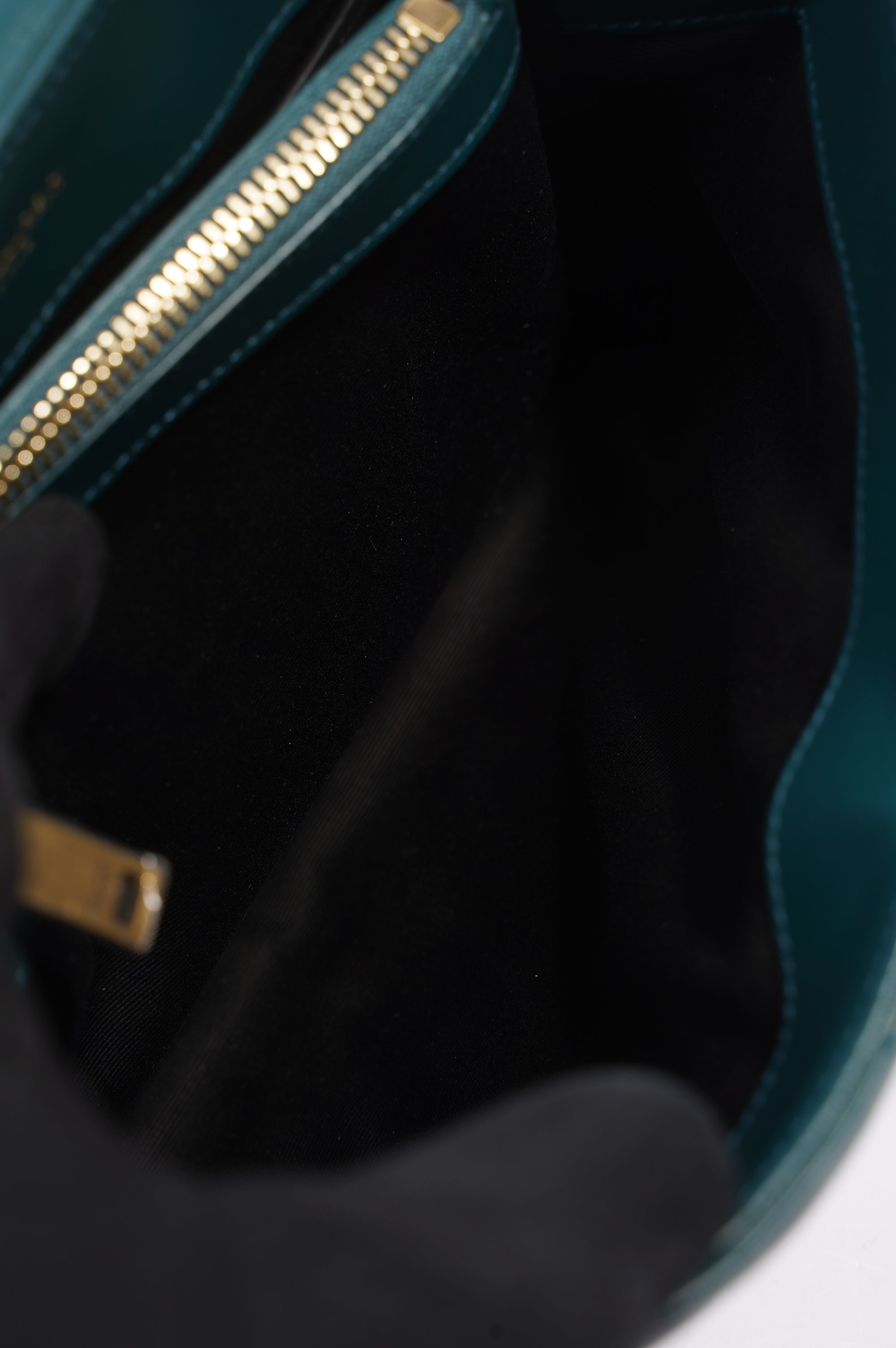 Saint Laurent Womens Lou Lou Dark Green Small