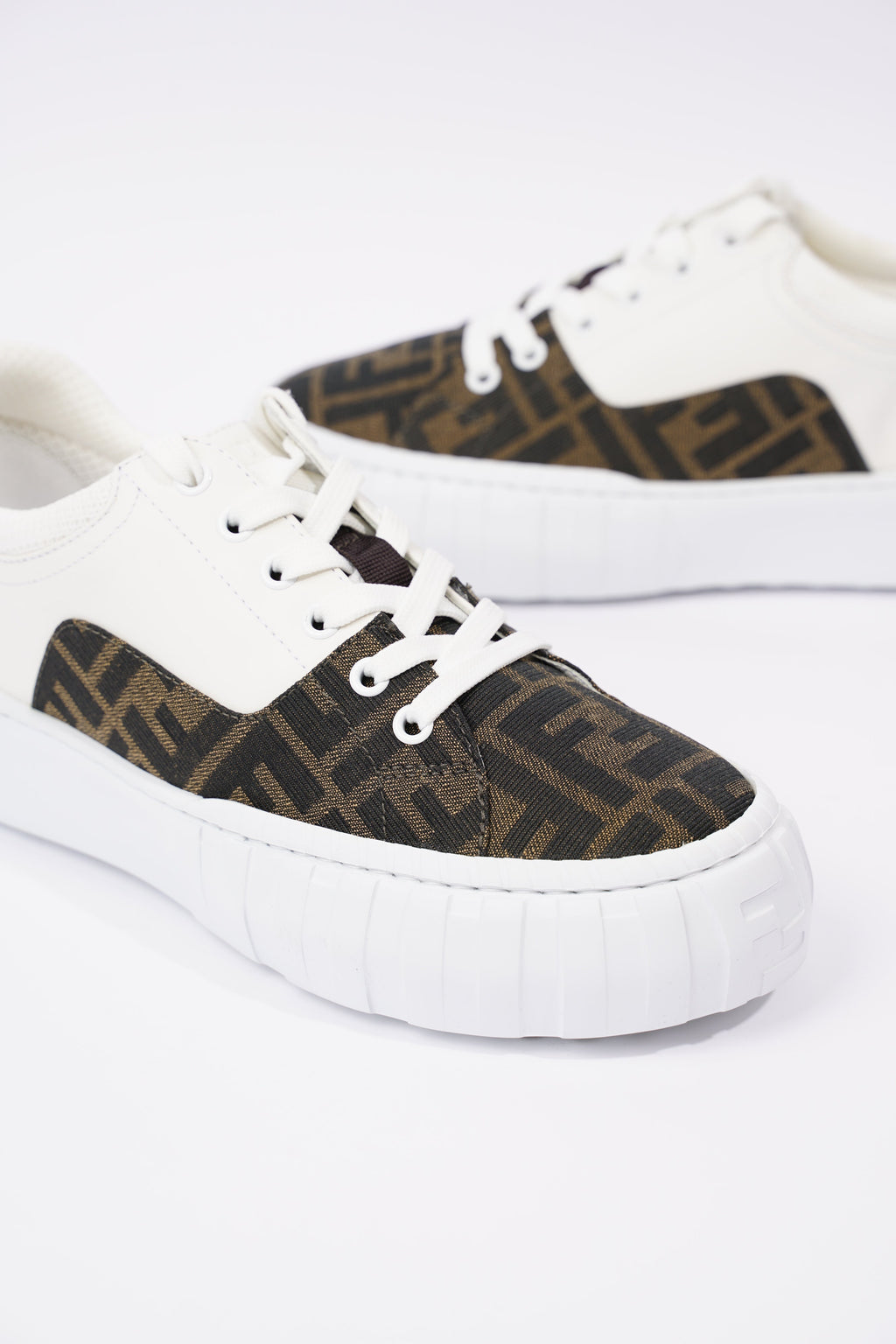 Fendi Womens Force Sneaker White / Monogram EU 38 / UK 5