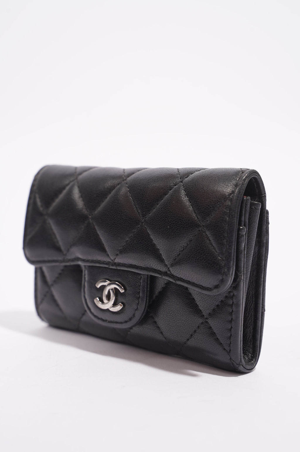 Chanel Womens Lambskin Card Holder Black