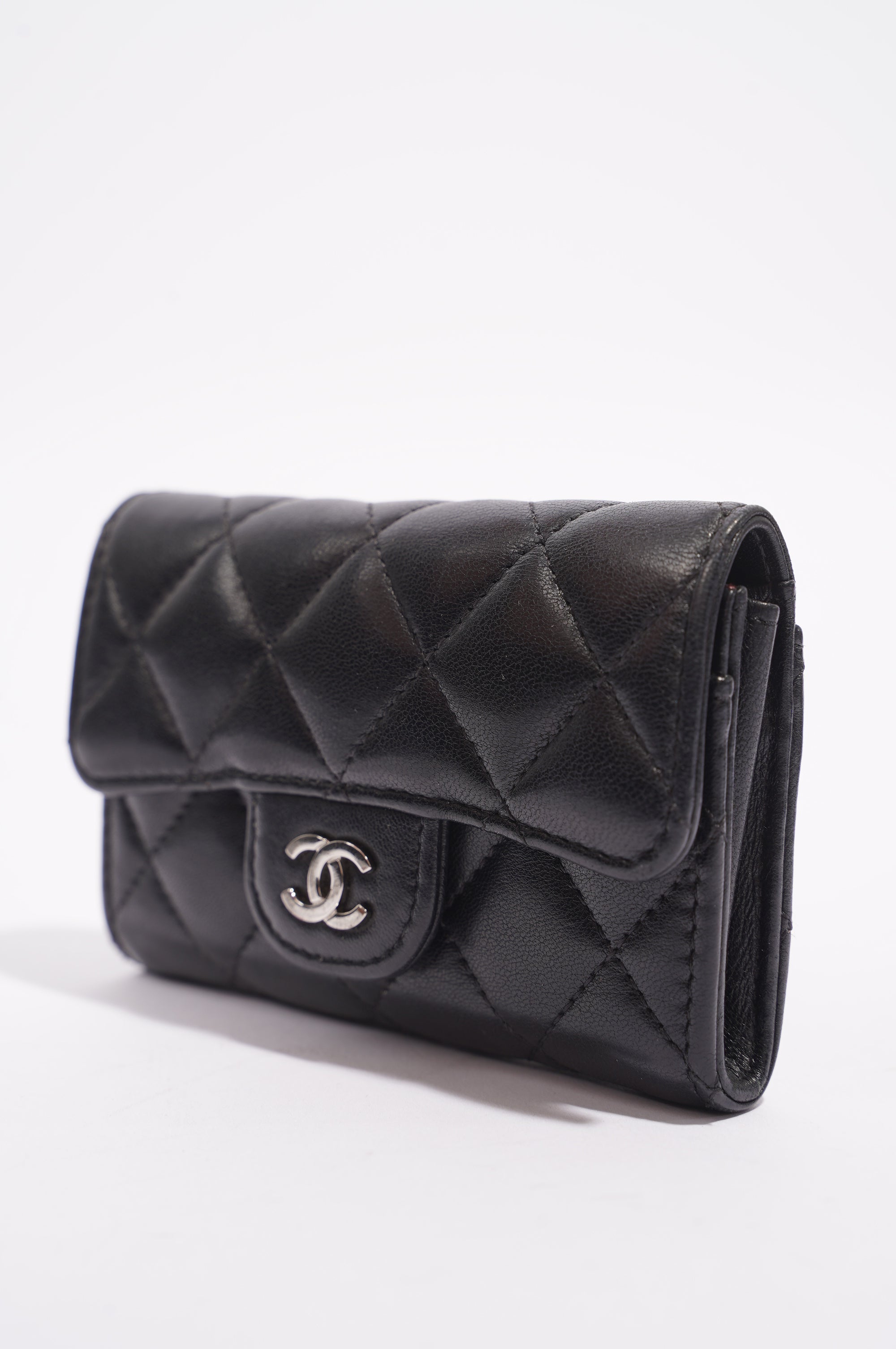 Chanel Womens Lambskin Card Holder Black
