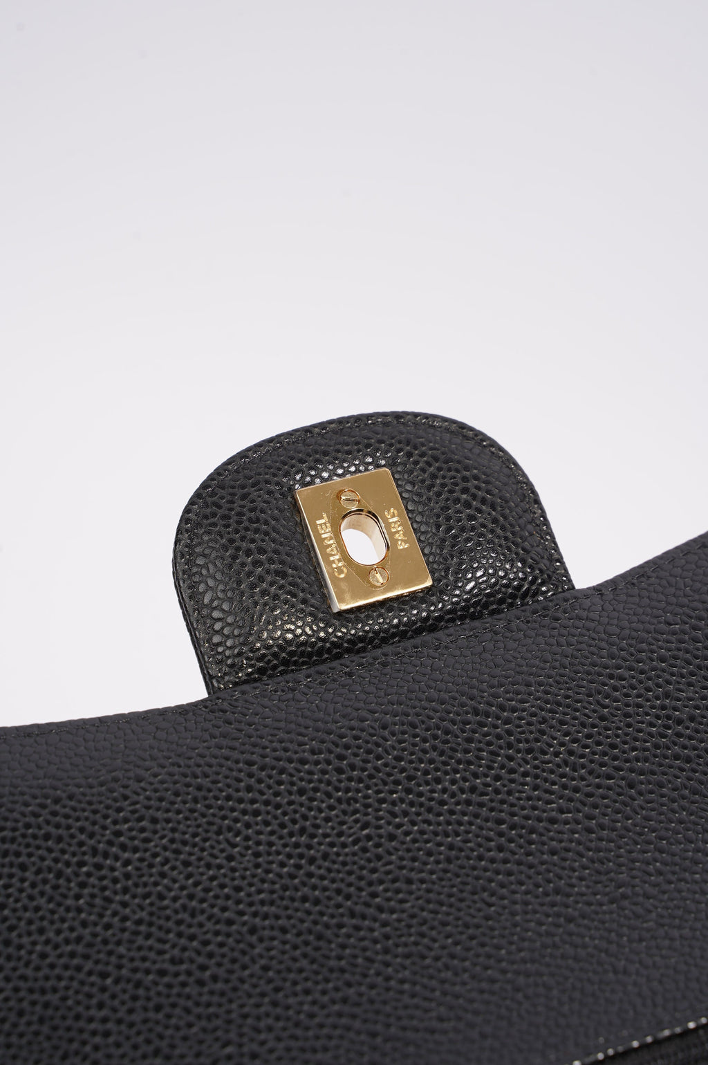 Chanel Double Flap Bag Black Caviar Leather Jumbo