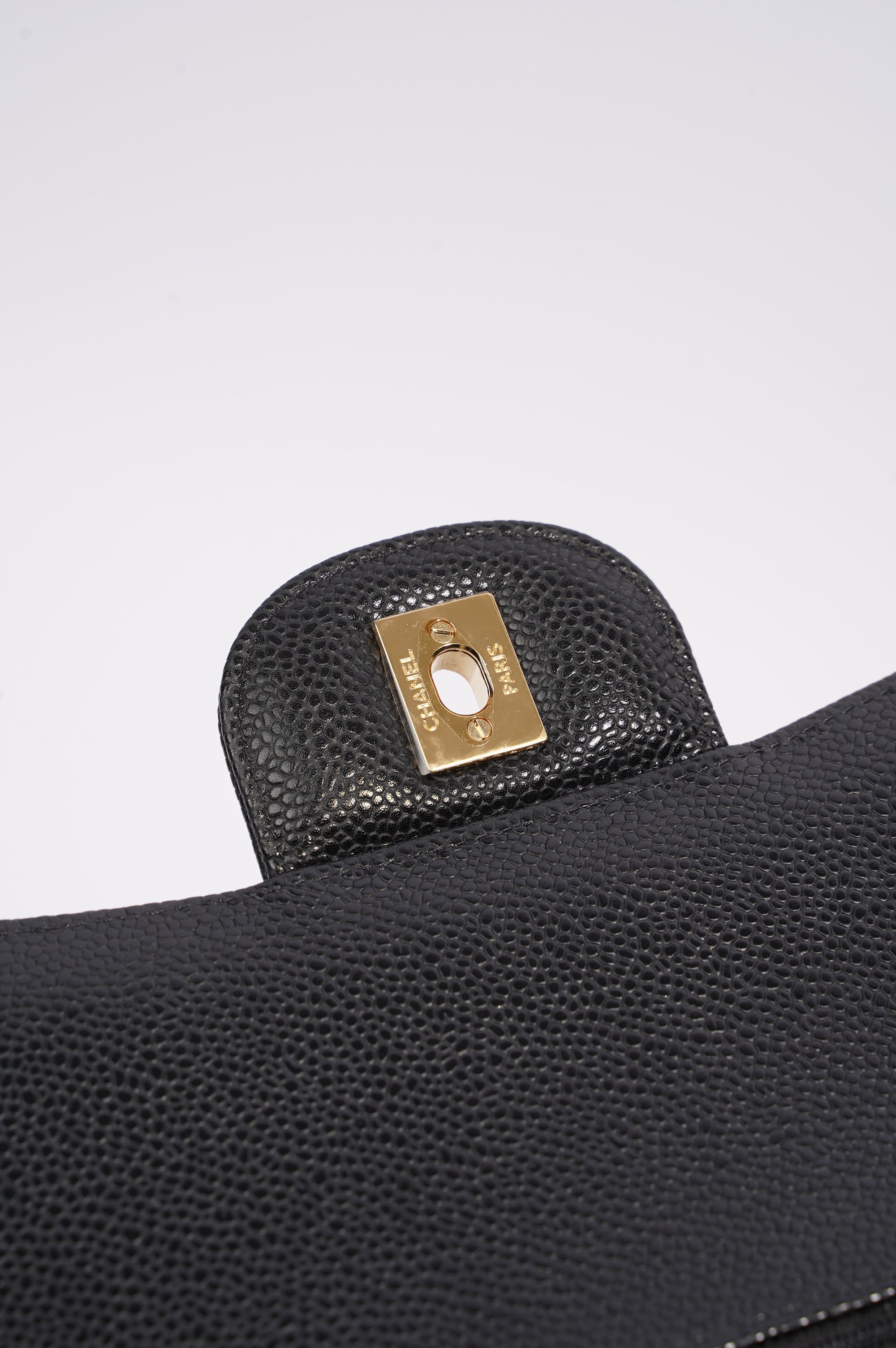 Chanel Double Flap Bag Black Caviar Leather Jumbo